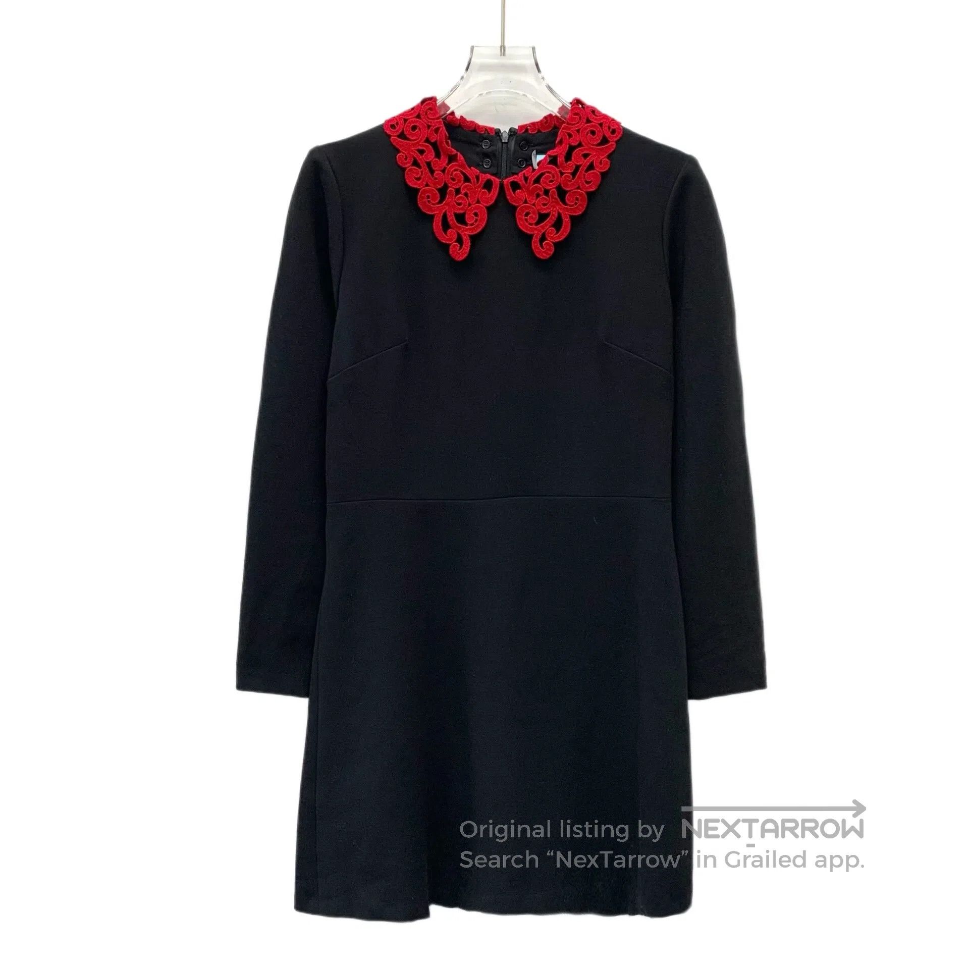 Sandro SANDRO Black Lace Collar Long Sleeve Dress| Size S / US 4 / IT 40 - 1 Thumbnail