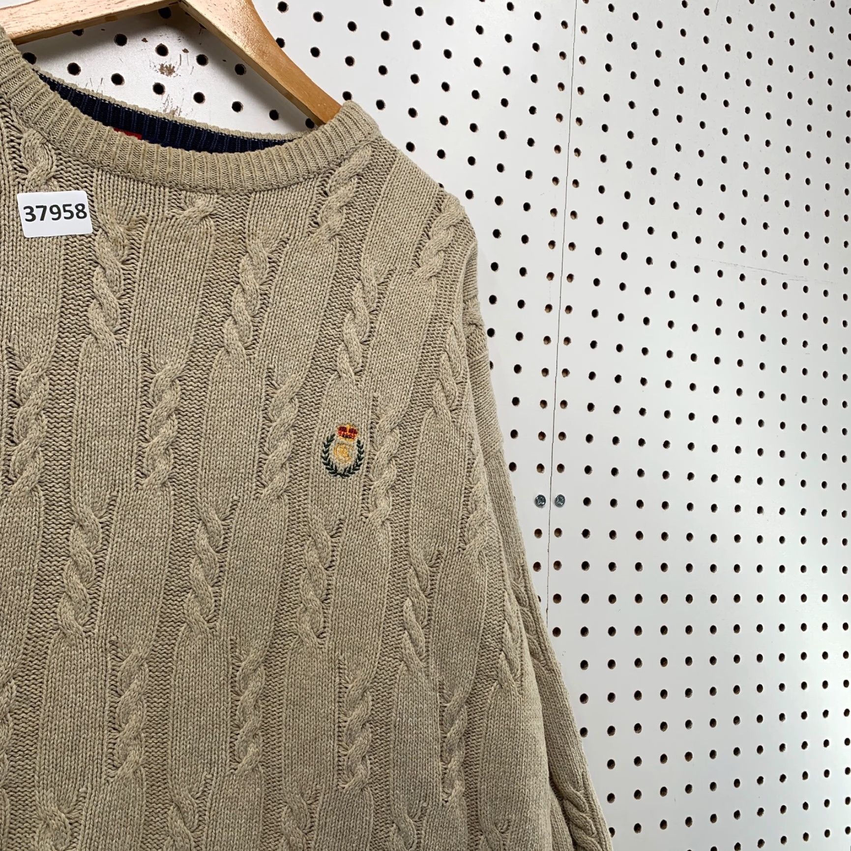 Ralph Lauren VINTAGE Ralph Lauren Knit Sweater Mens Large Brown Oversized Cable-Knit Crew Neck Pullover Size US L / EU 52-54 / 3 - 6 Thumbnail
