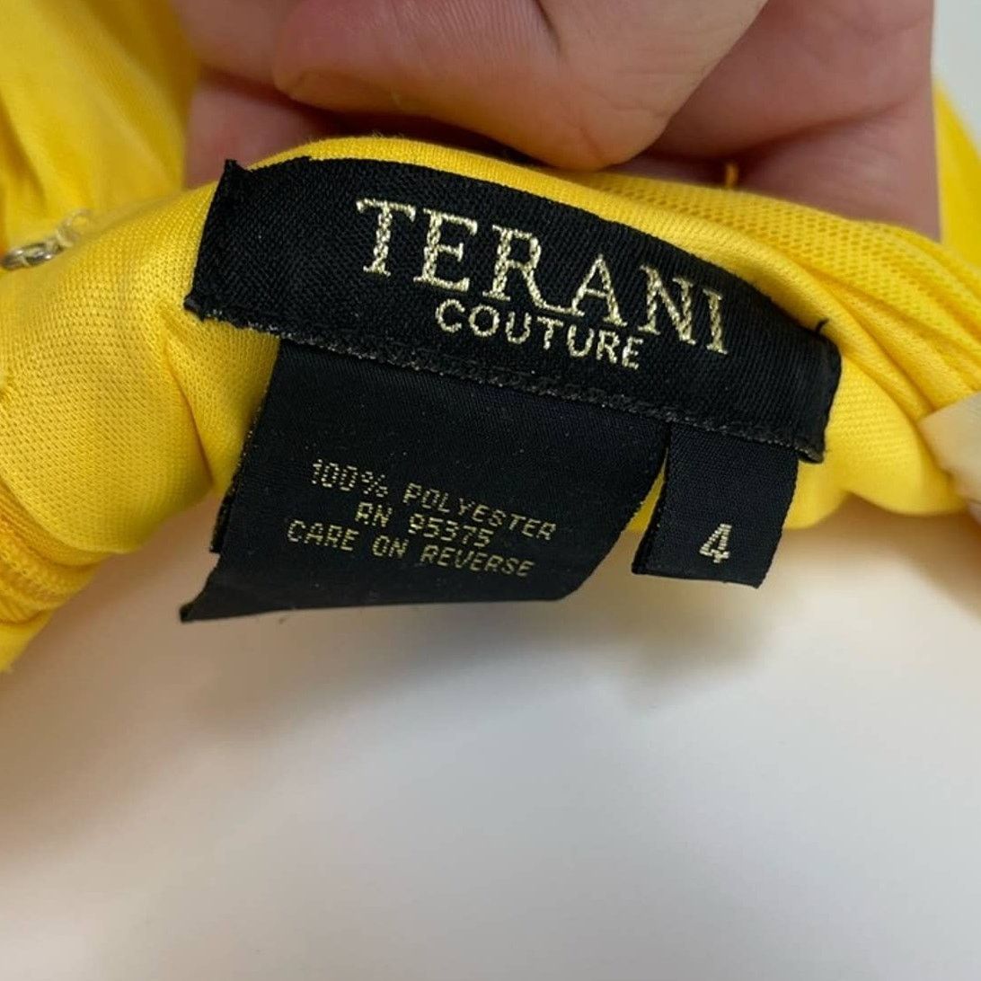 Other Terani Couture Yellow Leg Slit Sleeveless Prom Dress Size 4 Size S / US 4 / IT 40 - 10 Thumbnail