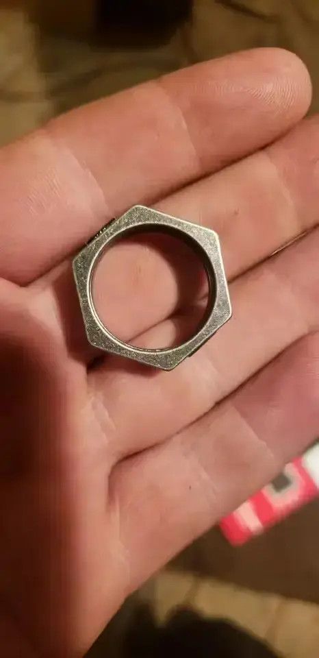 Ring Of Fire 3 IN 1 Vintage Geometric Men Ring Hexagon Stainless Steel Size ONE SIZE - 2 Thumbnail