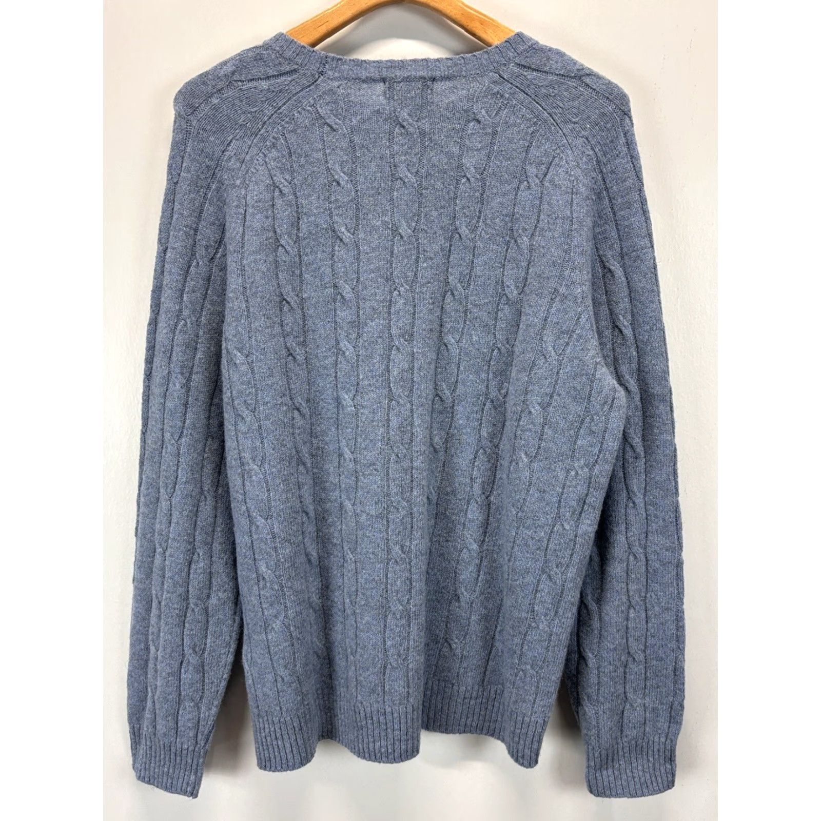 Brooks Brothers Brooks Brothers Wool Cable-Knit Sweater X-Large Blue Crew Neck Mens Size US XL / EU 56 / 4 - 3 Thumbnail