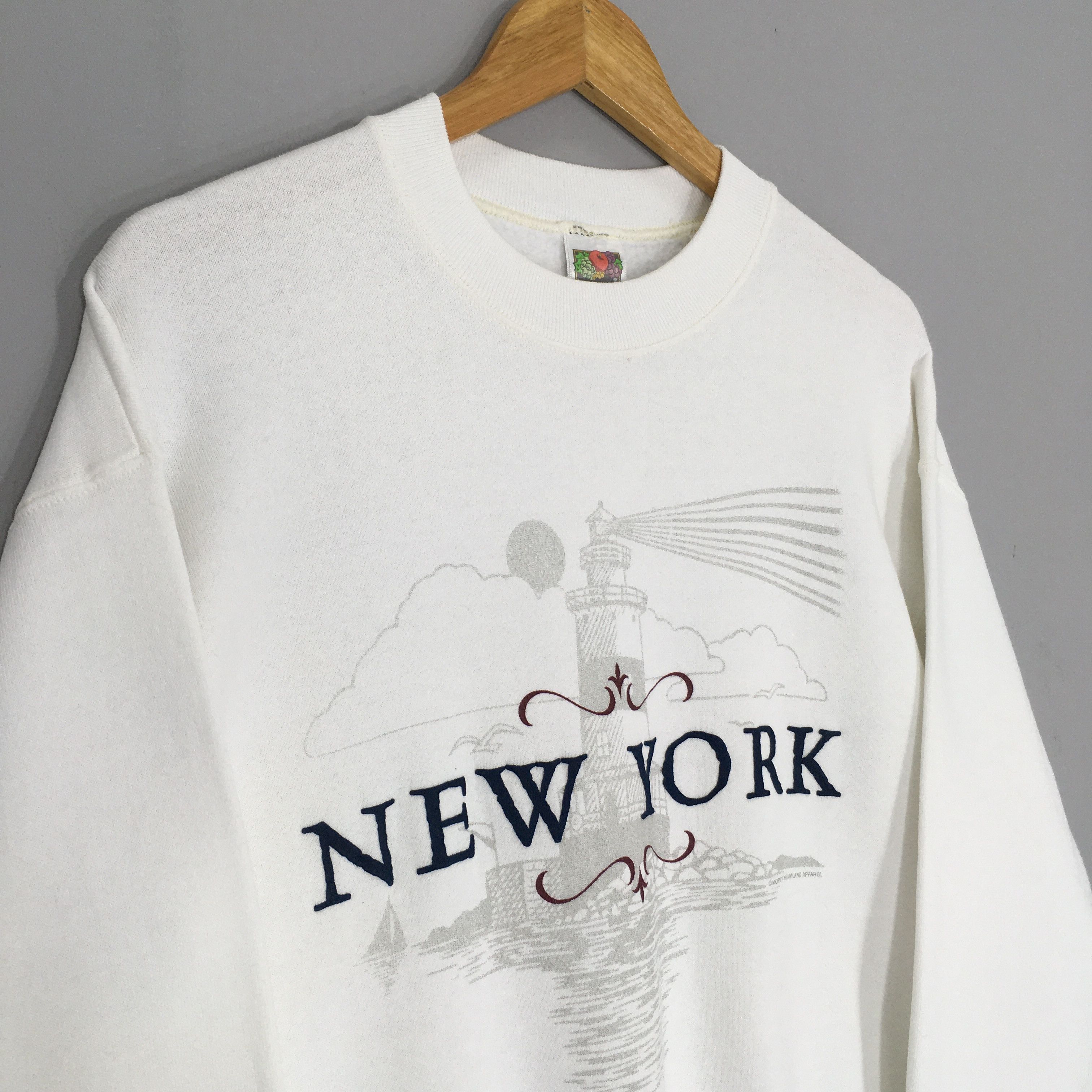 Vintage Vintage 90s New York City White Sweatshirt Medium Size US M / EU 48-50 / 2 - 3 Thumbnail