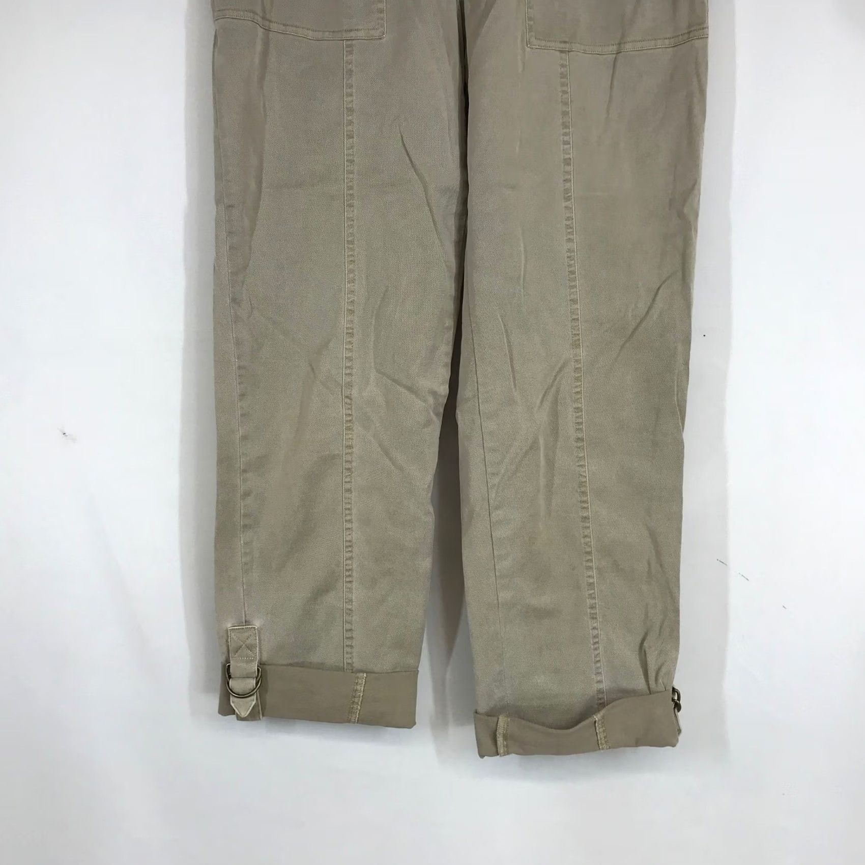 Soft Surroundings Soft Surroundings Pants Cargo Womens Small Tan Khaki Ribbed Elastic Waist Pockets D-Ring Hem Retro Nautical Casual Workwear - Mens? Size 28" / US 6 / IT 42 - 3 Thumbnail