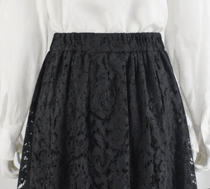 Sacai Sacai - Lace Pleated Apron Wrap Midi Skirts Black Navy Size 29" - 7 Thumbnail