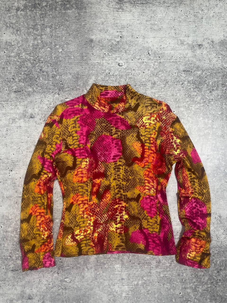 Versace Jeans Couture Vintage Versace Snake Skin Printed Long Neck Top Y2K Size L / US 10 / IT 46 - 1 Thumbnail