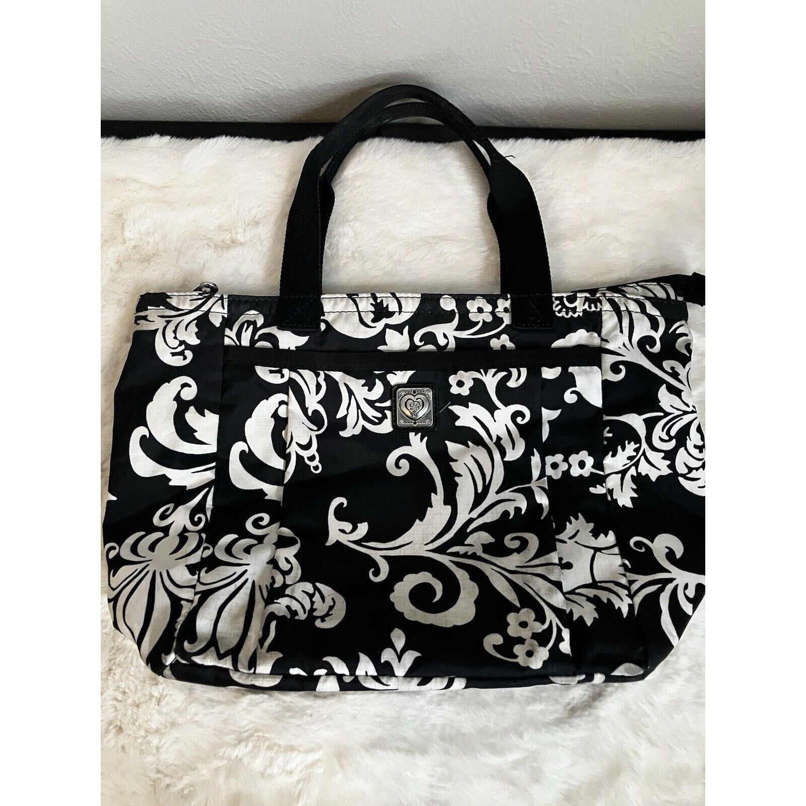 Brighton BRIGHTON BLACK & WHITE SWIRL HANDBAG WATERPROOF LINING Size ONE SIZE - 2 Thumbnail