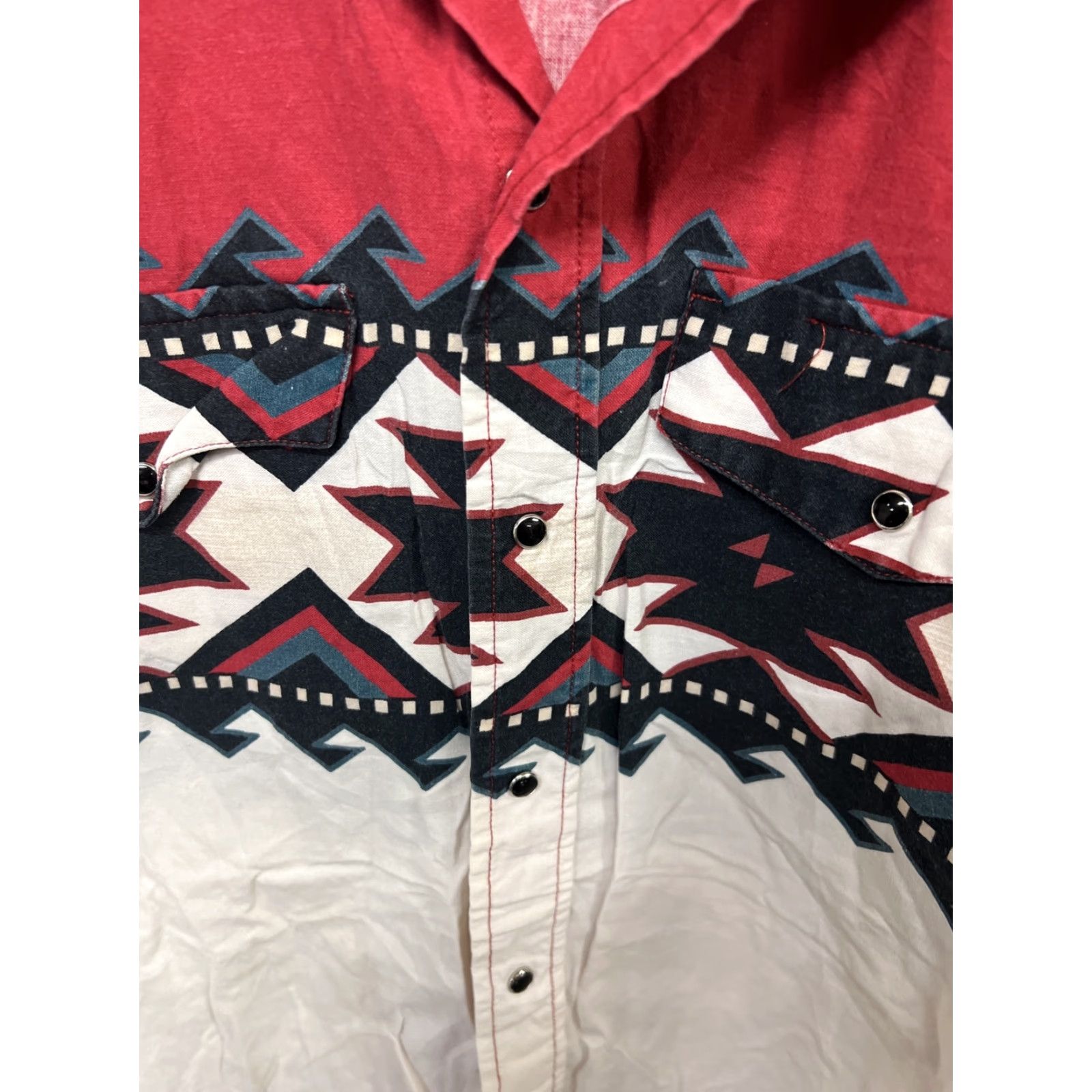 Brooks VINTAGE Brooks & Dunn Shirt Mens 17 x 35 Western Red White Pearl Snap T28 Geometric Long Sleeve Button-Up 17 Red Mens Size US XL / EU 56 / 4 - 3 Thumbnail