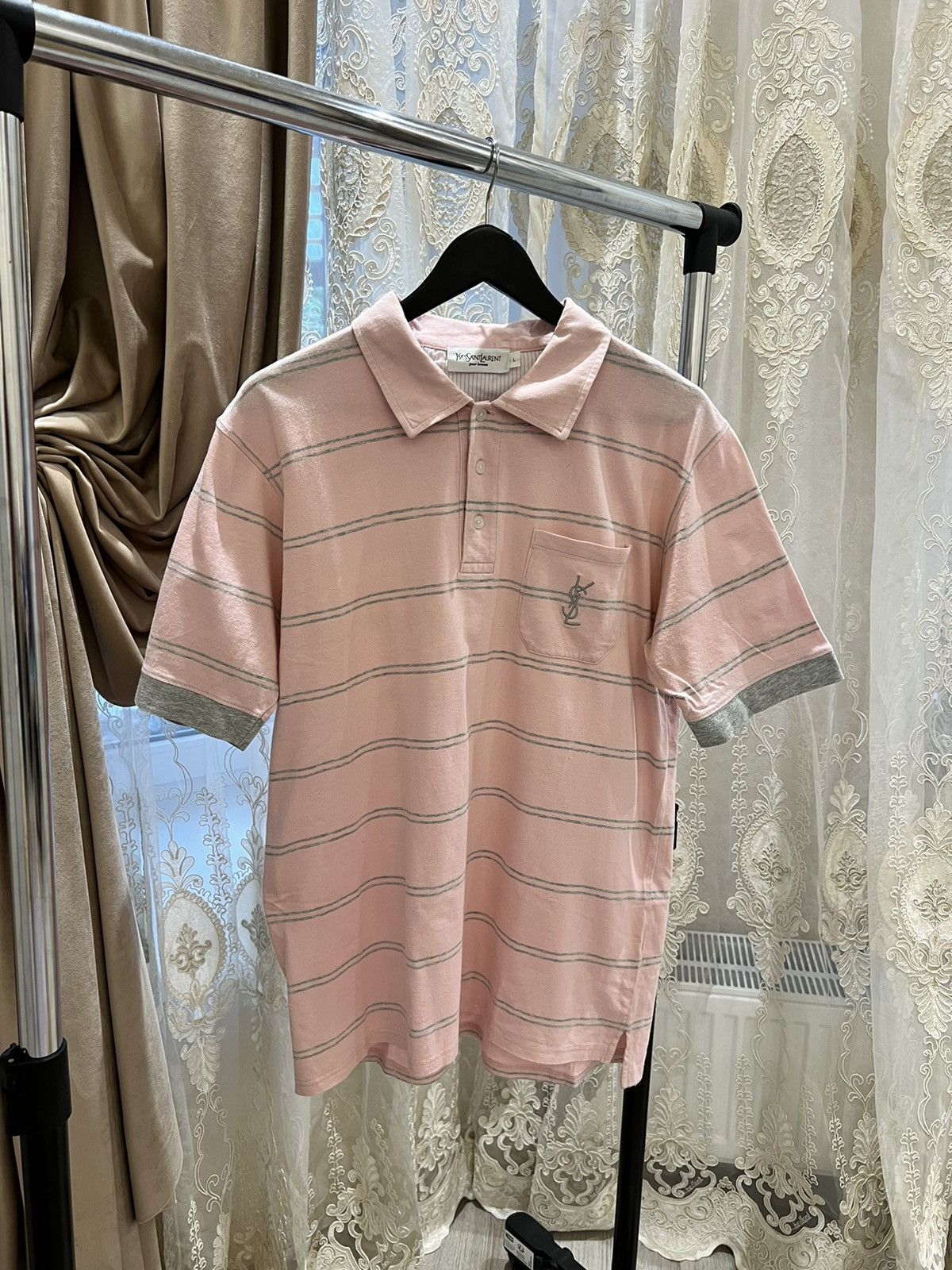 Pre-owned Vintage X Ysl Pour Homme Yves Saint Laurent Ysl Striped Vintage Polo