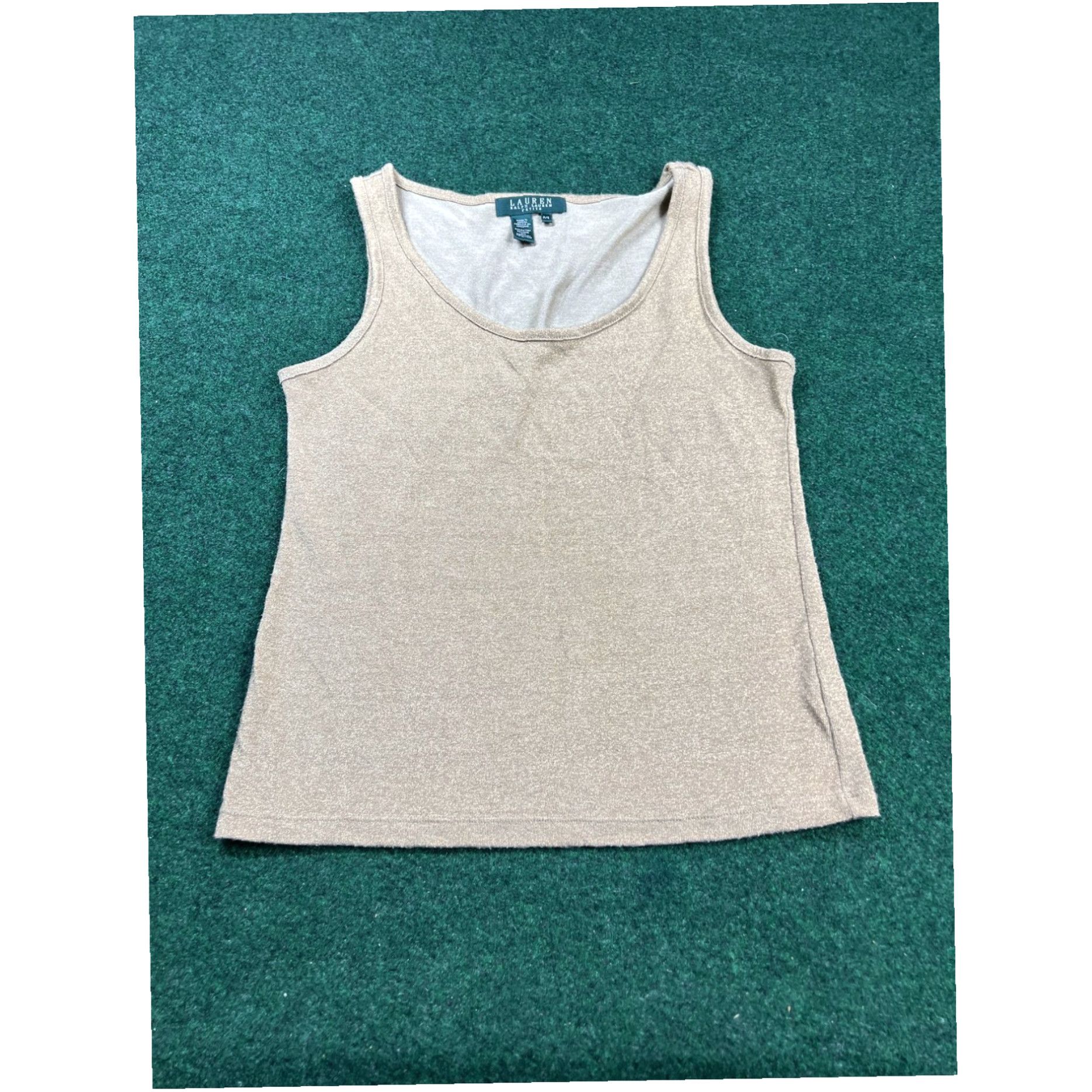 Ralph Lauren Lauren Ralph Lauren Tank Shirt PS Women Gold Rayon Metallic Petite Small Shiny Size S / US 4 / IT 40 - 1 Thumbnail