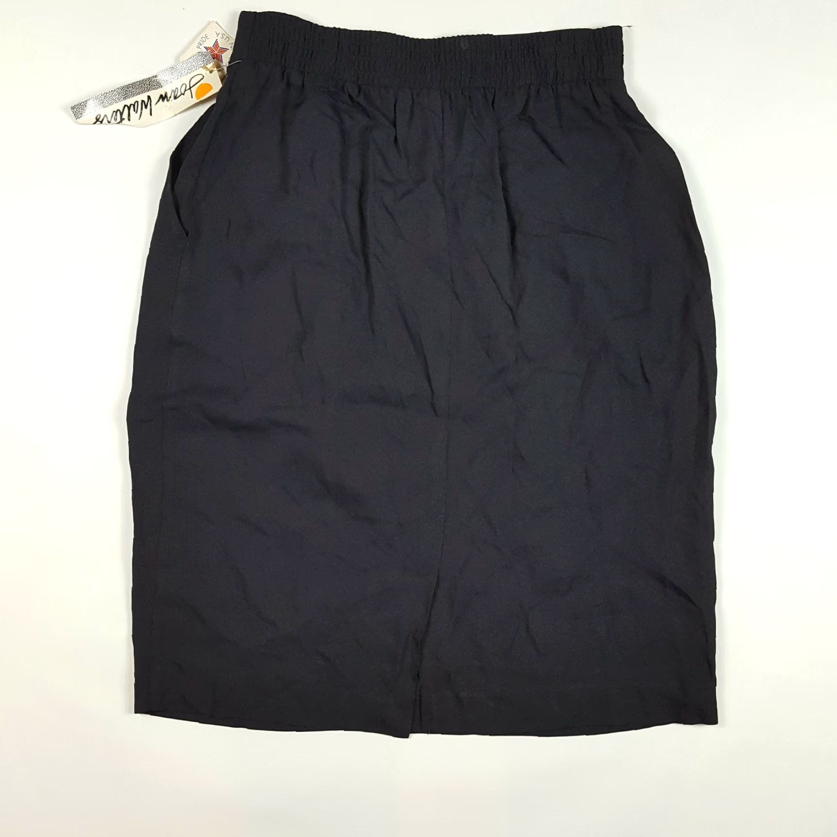 Vintage VINTAGE Joan Walters Black Pencil Straight Knee Length Skirt, Size 12, High Rise, Button Closure, All Seasons, 80s 90s, Womens, New with Tags Size 34" / US 12 / IT 48 - 5 Thumbnail