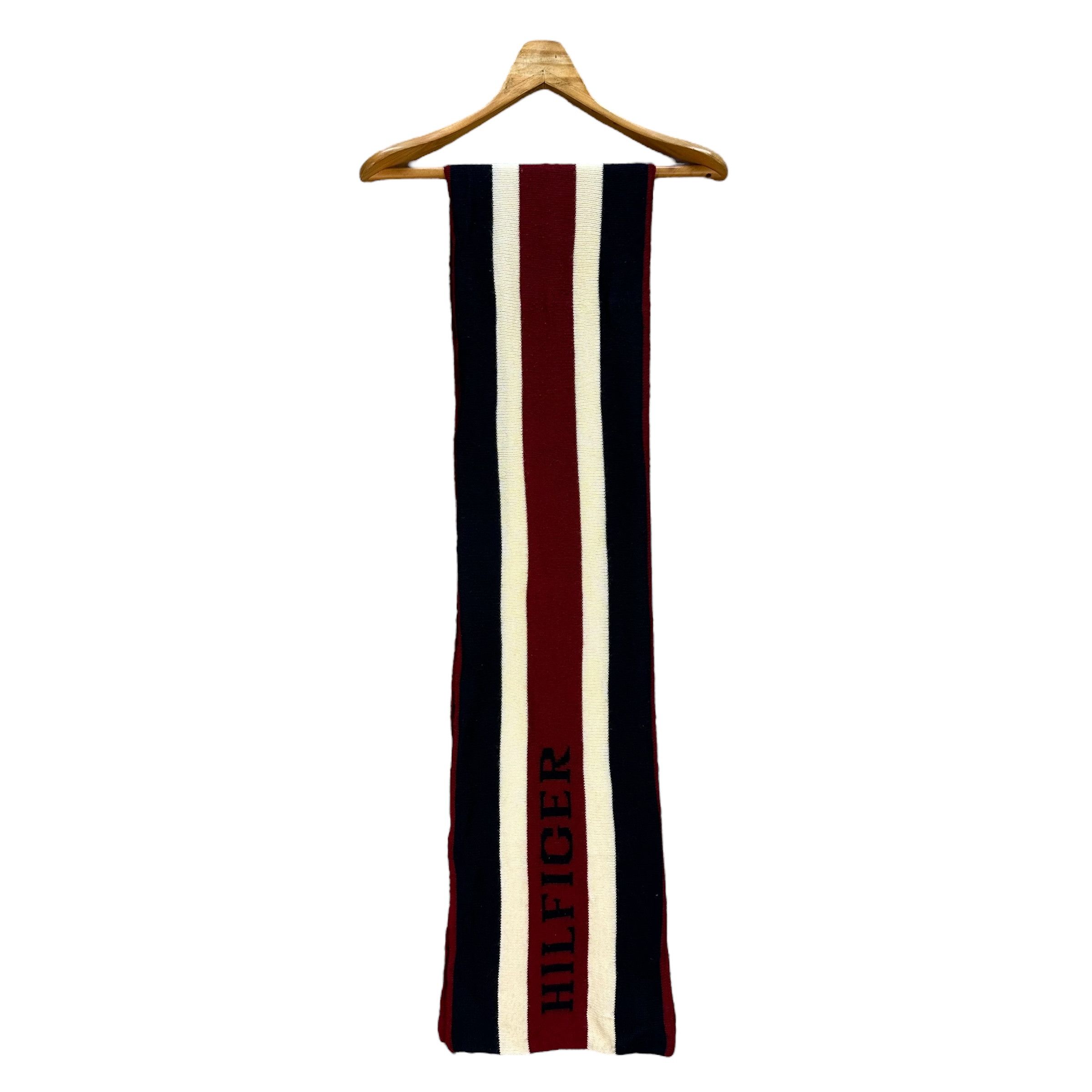 Tommy Hilfiger TOMMY HILFIGER Striped Big Logo Muffler Neckwear #A65-1556 Size ONE SIZE - 3 Thumbnail