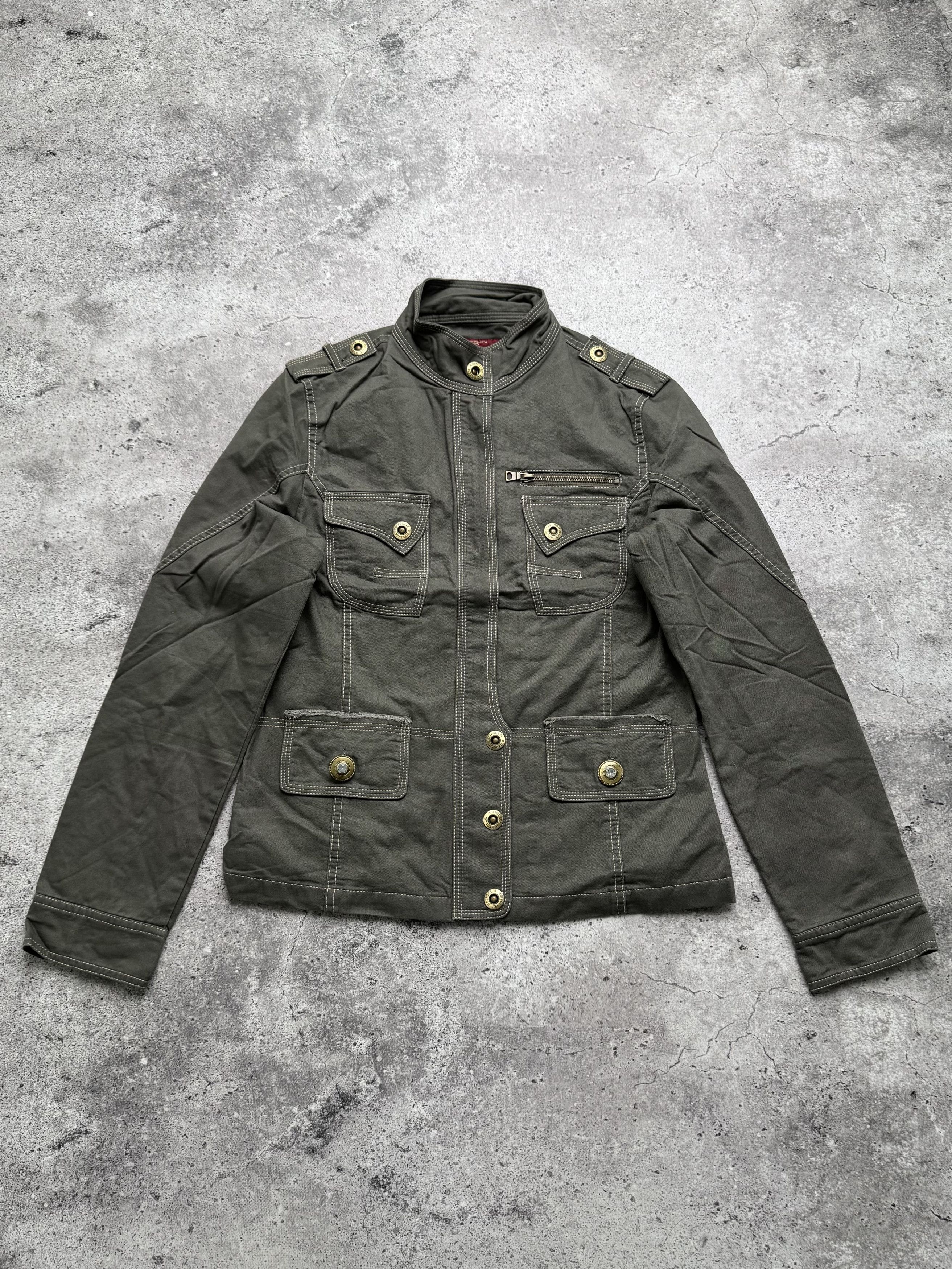 Vintage Vintage Khaki Military Jacket Utility Zip Button Cotton Coat Size S / US 4 / IT 40 - 1 Thumbnail