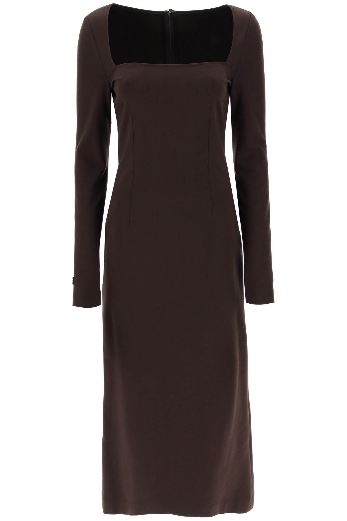 image of Dolce Gabbana Jersey Sheath Dress in Marrone, Women's (Size Medium)