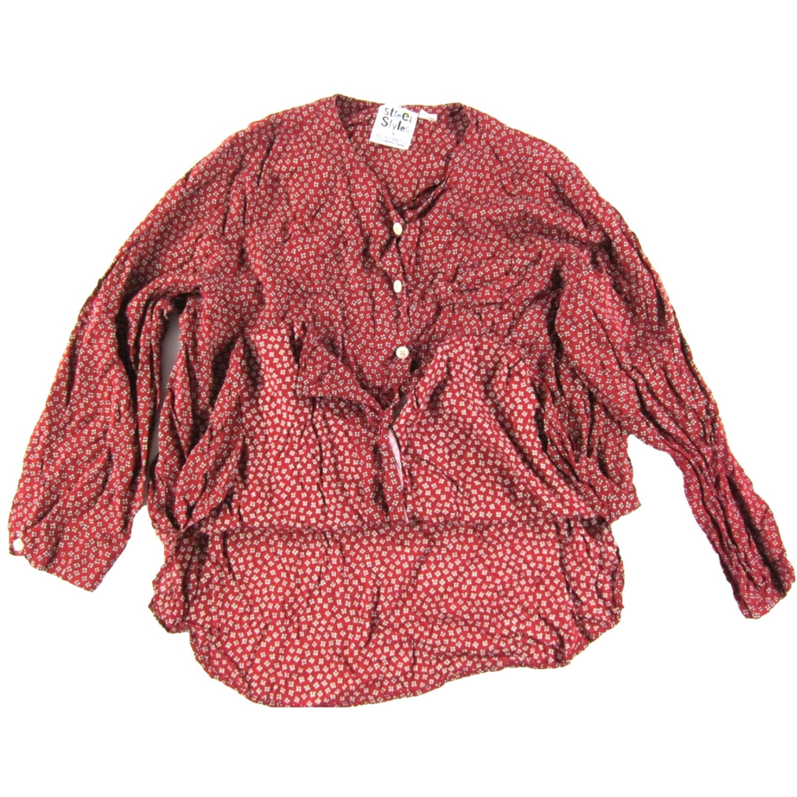 Liz Claiborne VTG Liz Claiborne Shirt 18 Red Floral Blouse 3/4 Sleeve V-Neck Tunic Womens Mens Size XXL / US 16-18 / IT 52-54 - 5 Thumbnail