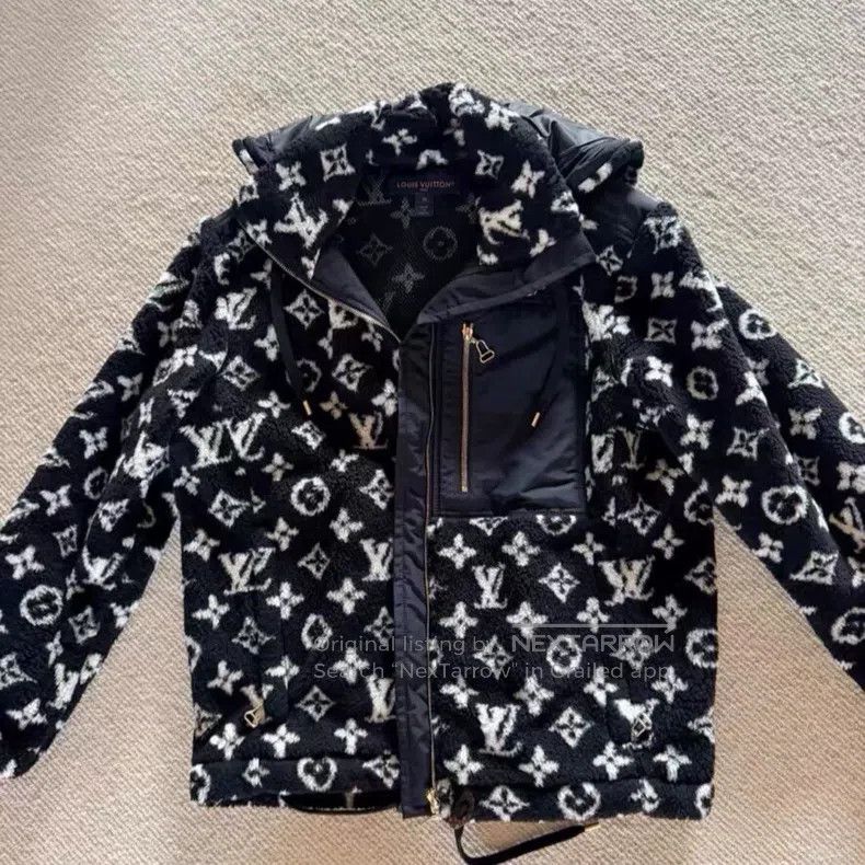 Louis Vuitton Black and white presbyopic teddy plush jacke