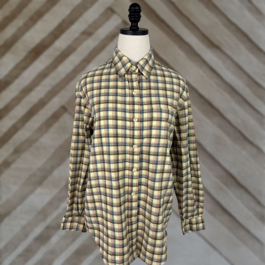 Jones New York VINTAGE Jones New York Shirt Womens Medium Plaid Yellow Cotton Flannel Button-Up 90s Mom Size M / US 6-8 / IT 42-44 - 1 Thumbnail