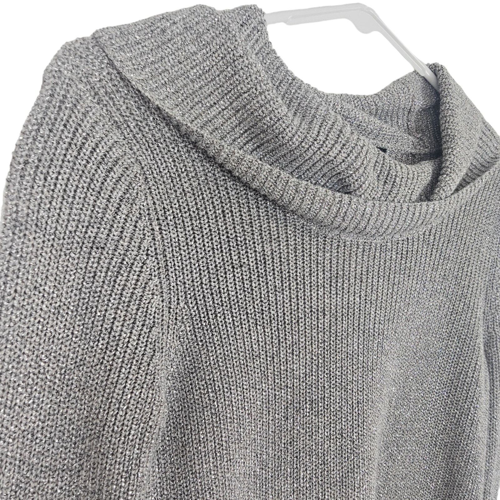 White House Black Market White House Black Market Cowl Neck Metallic Knit Sweater XS Size XS / US 0-2 / IT 36-38 - 5 Thumbnail