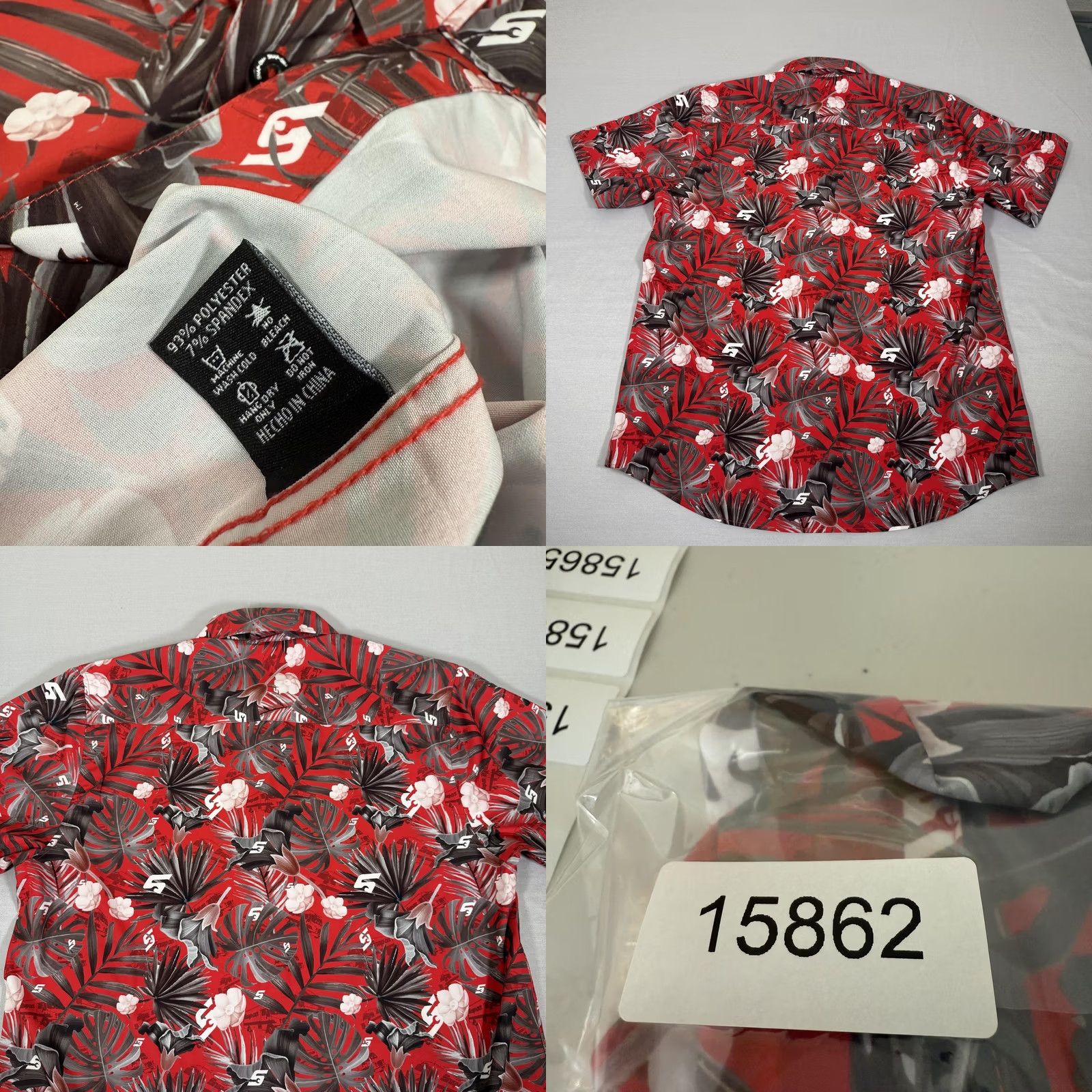 ALOHAS Dixxon Shirt Mens L Red Floral Hawaiian Button Up Short Sleeve Collared Snap-On Tool Graphic Size US L / EU 52-54 / 3 - 8 Thumbnail
