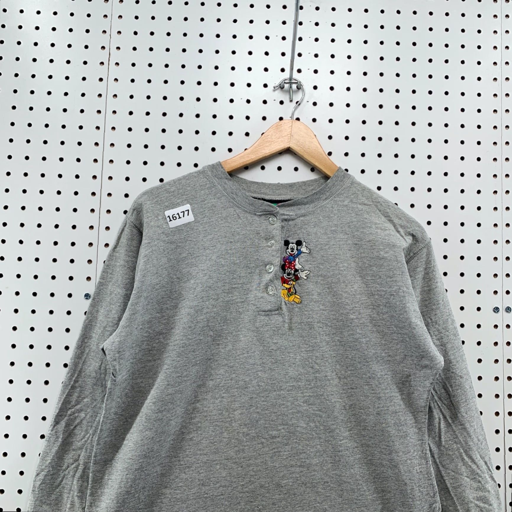 Mickey Unlimited Vintage Mickey Unlimited Henley Shirt Gray Long Sleeve Adult Medium Cartton TEE Size US M / EU 48-50 / 2 - 2 Thumbnail