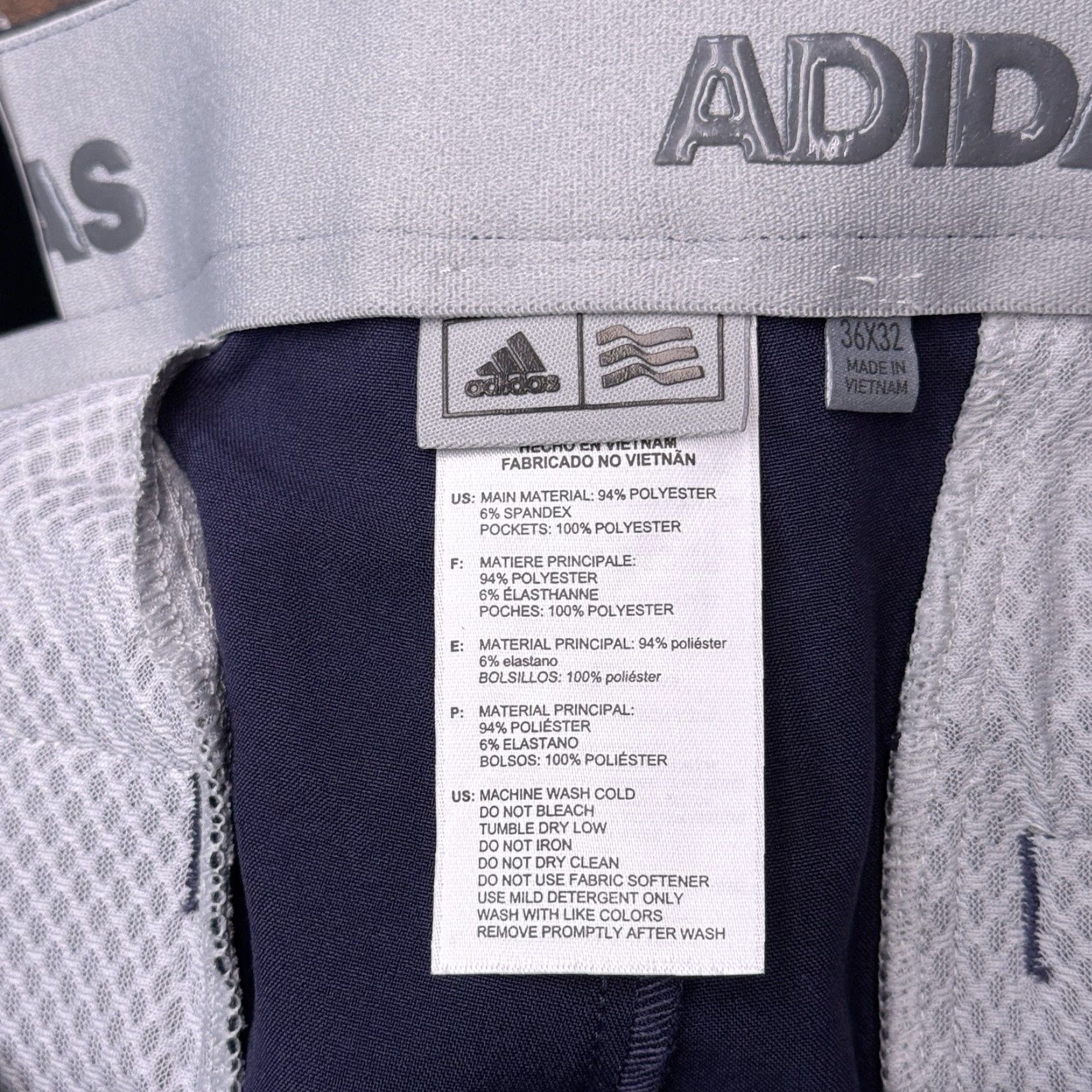 Adidas Adidas Pants Mens 36x32 Blue Herringbone Mid Rise Stretch Chino Relaxed Fit Travel Casual Straight NWT Size US 36 / EU 52 - 5 Thumbnail