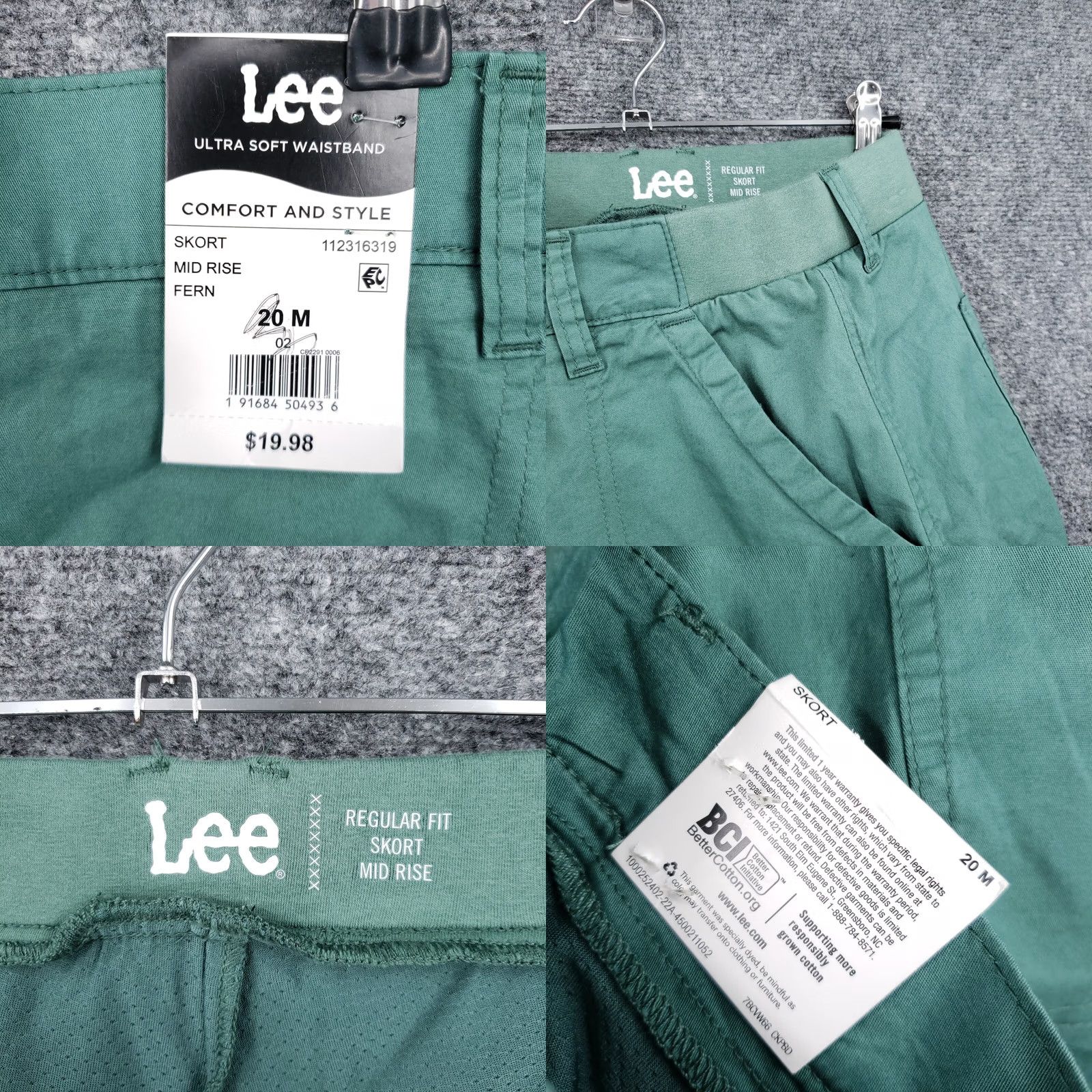 Lee Lee Skort Women M Medium Green Regular Fit Cargo Skirt Stretch Size 32" / US 10 / IT 46 - 8 Thumbnail