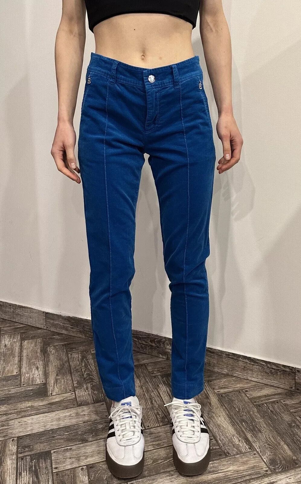 Bogner BOGNER Velvet Velour Blue Pants Trousers Womens size US-4 Size 27" / US 4 / IT 40 - 1 Thumbnail
