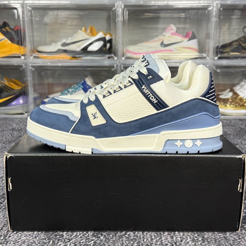 Louis Vuitton Louis Vuitton Blue and White Trainer Low-Top Sneakers -2508 Size US 8.5 / EU 41-42 - 1 Thumbnail