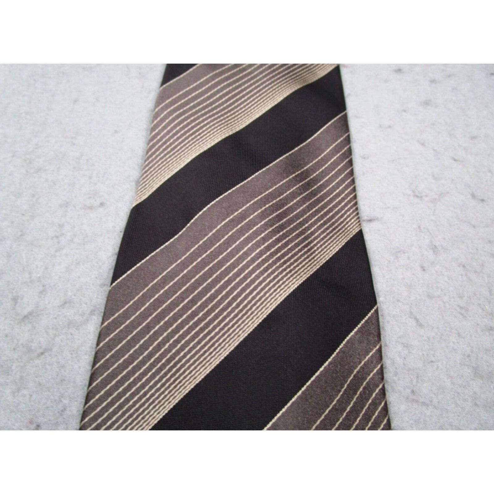 Giorgio Armani Giorgio Armani Neck Tie Mens Brown Striped Silk Designer Workwear Made in Italy Size ONE SIZE - 3 Thumbnail