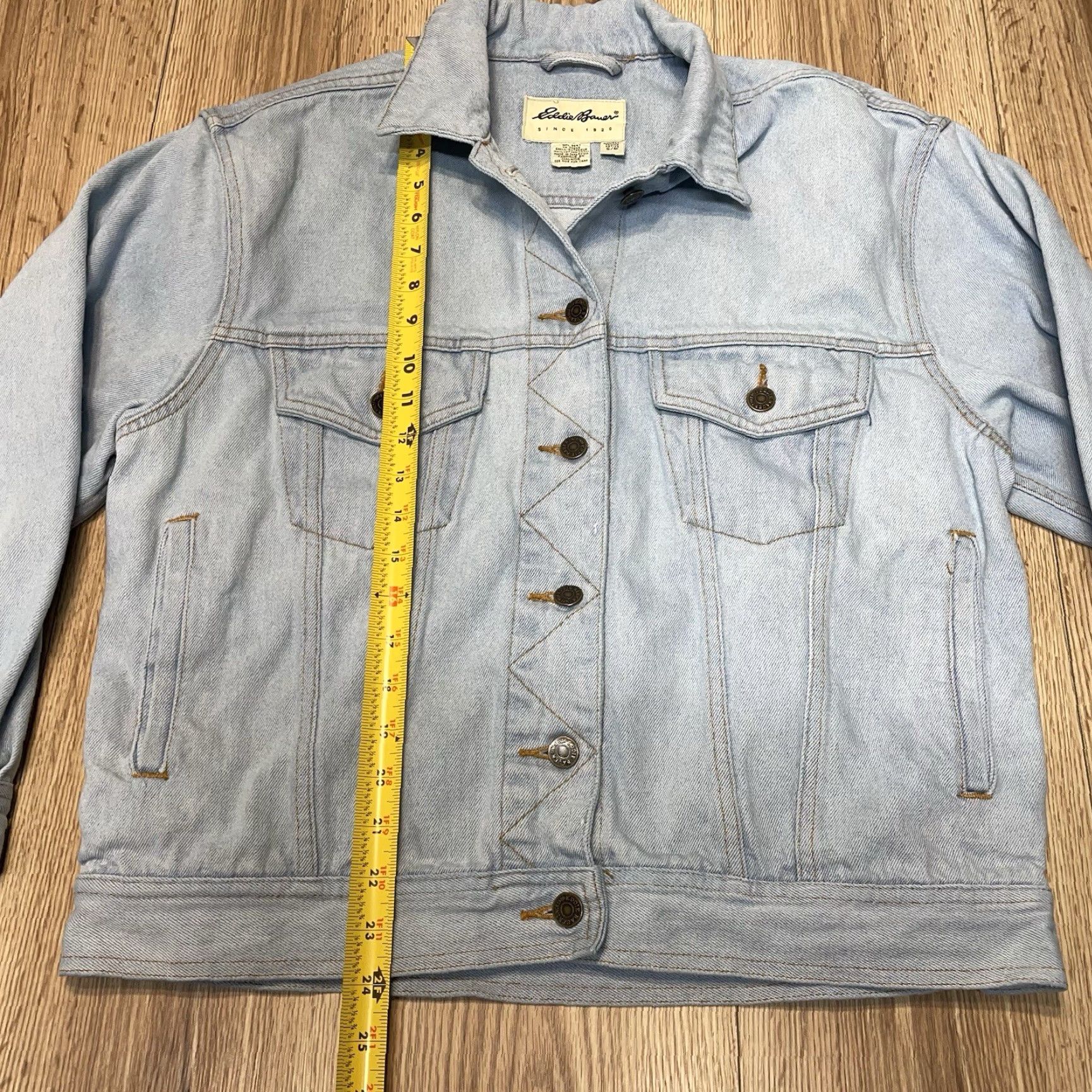 Eddie Bauer VINTAGE Eddie Bauer Denim Jacket Womens Petite Small Blue Cotton Basic Jacket Size 28" / US 6 / IT 42 - 3 Thumbnail