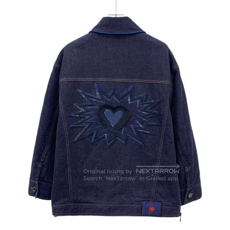 Fendi Fendi Dark blue heart sequin embroidery cotton collar sing Size XS / US 0-2 / IT 36-38 - 2 Thumbnail