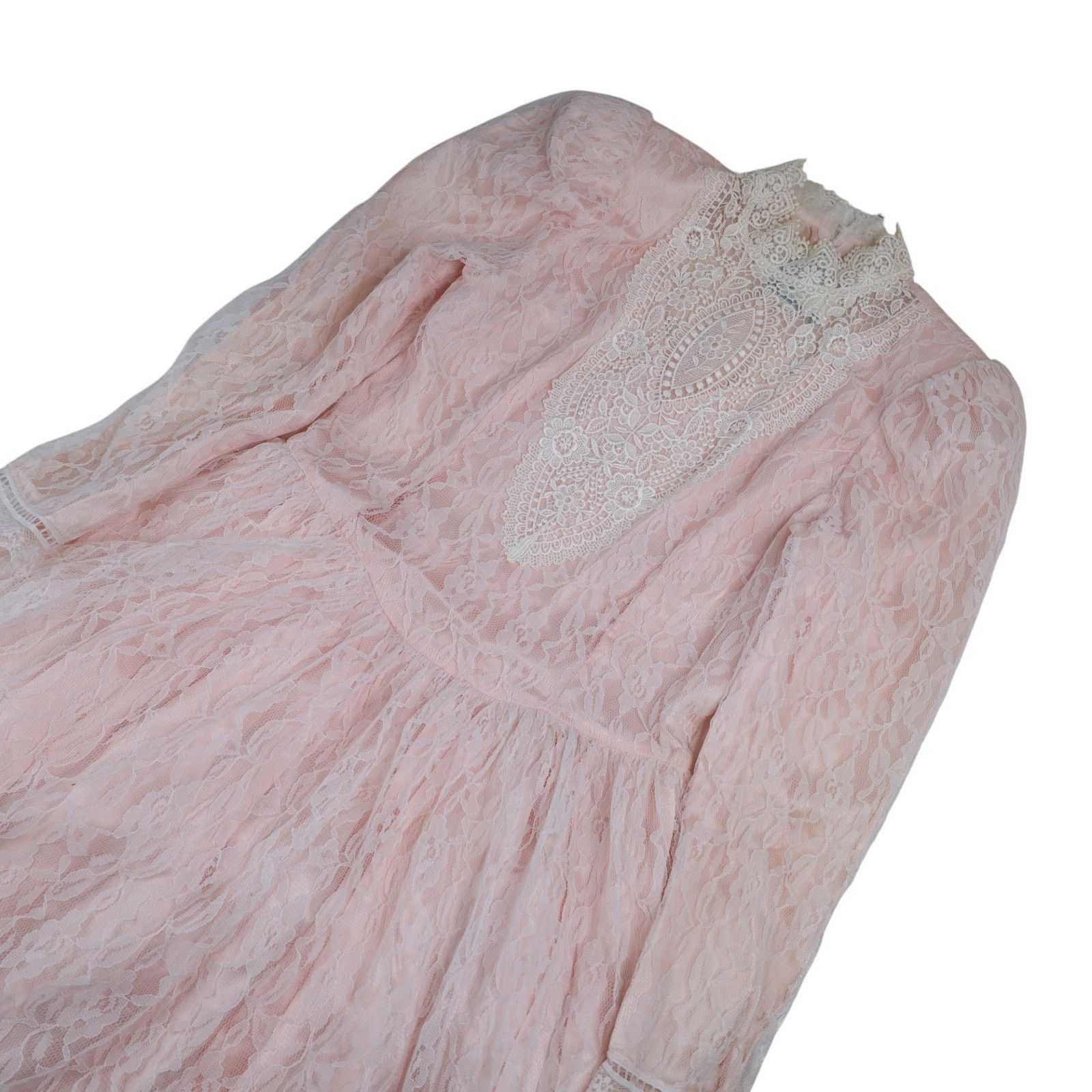 Vintage VTG Gunne Sax by Jessica McClintock Lace Over Statin Dress Size L / US 10 / IT 46 - 7 Thumbnail