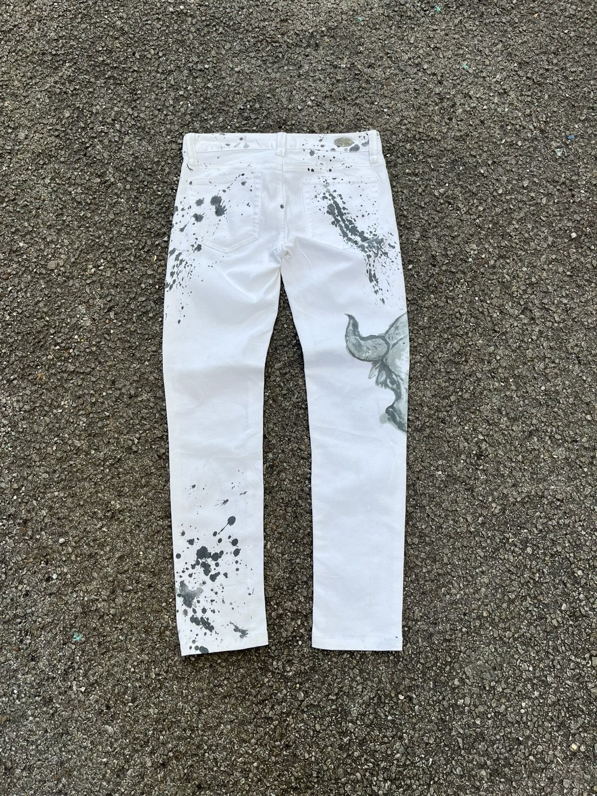 Polo Ralph Lauren Ralph Lauren White Splatter Painted Bull Graphic Slim Jeans Size 26" / US 2 / IT 38 - 10 Thumbnail