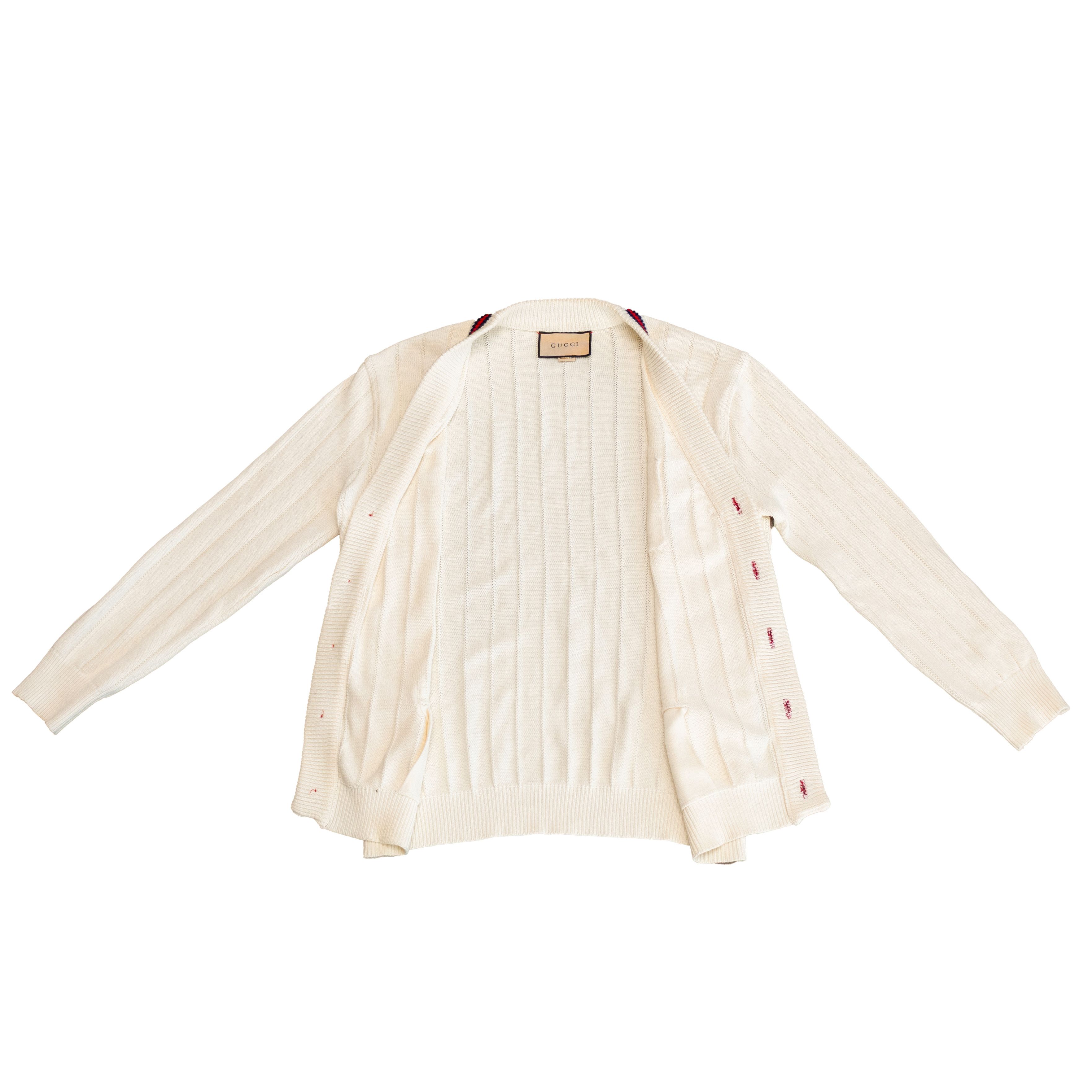 Gucci Gucci Cardigan Sweater White Web Stripe GG Logo SZ S Size US S / EU 44-46 / 1 - 4 Thumbnail