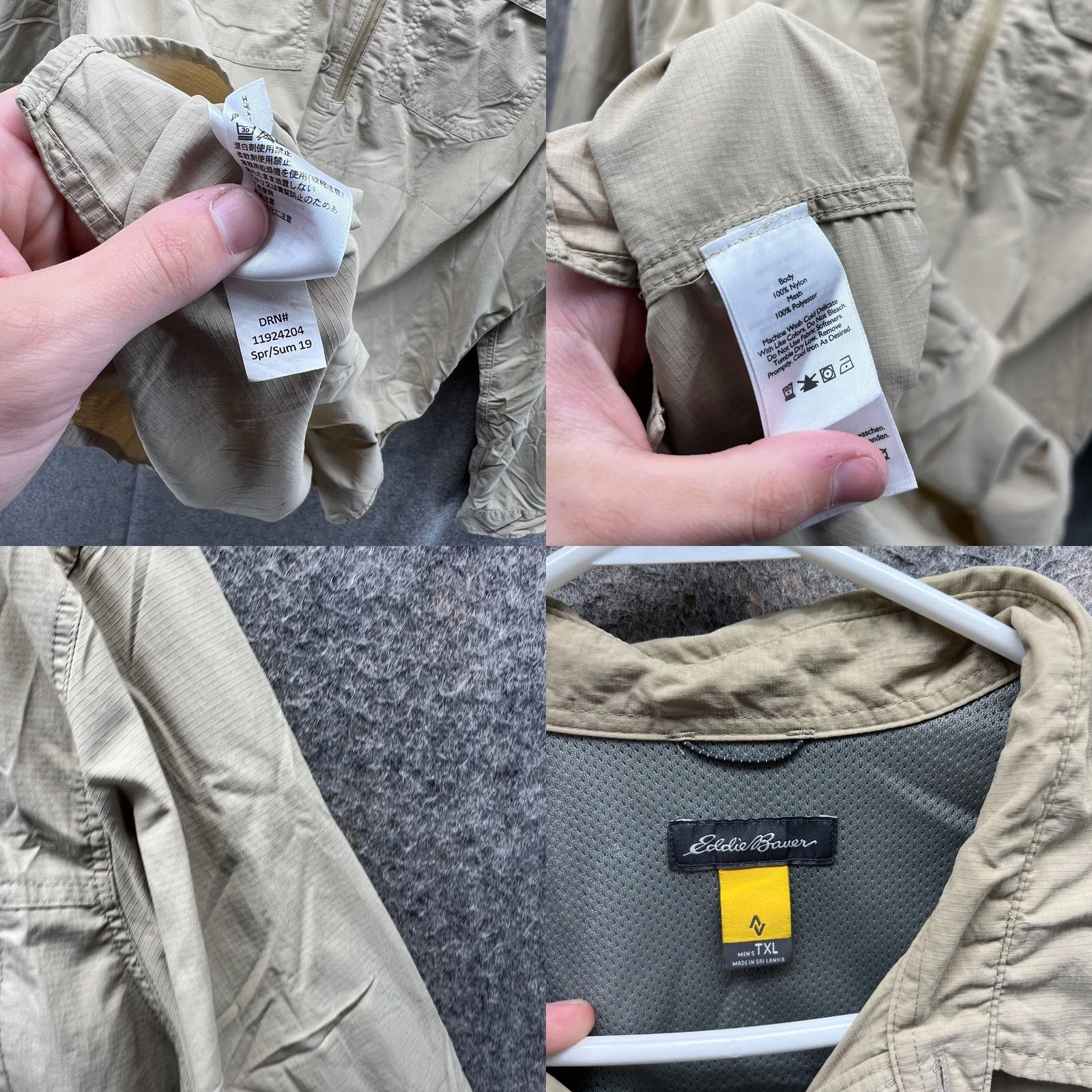 Eddie Bauer VINTAGE (not applicable) Eddie Bauer Shirt Mens XLT Beige Button-Down Vented Tan Outdoors Lined Hiking Size US XL / EU 56 / 4 - 8 Thumbnail