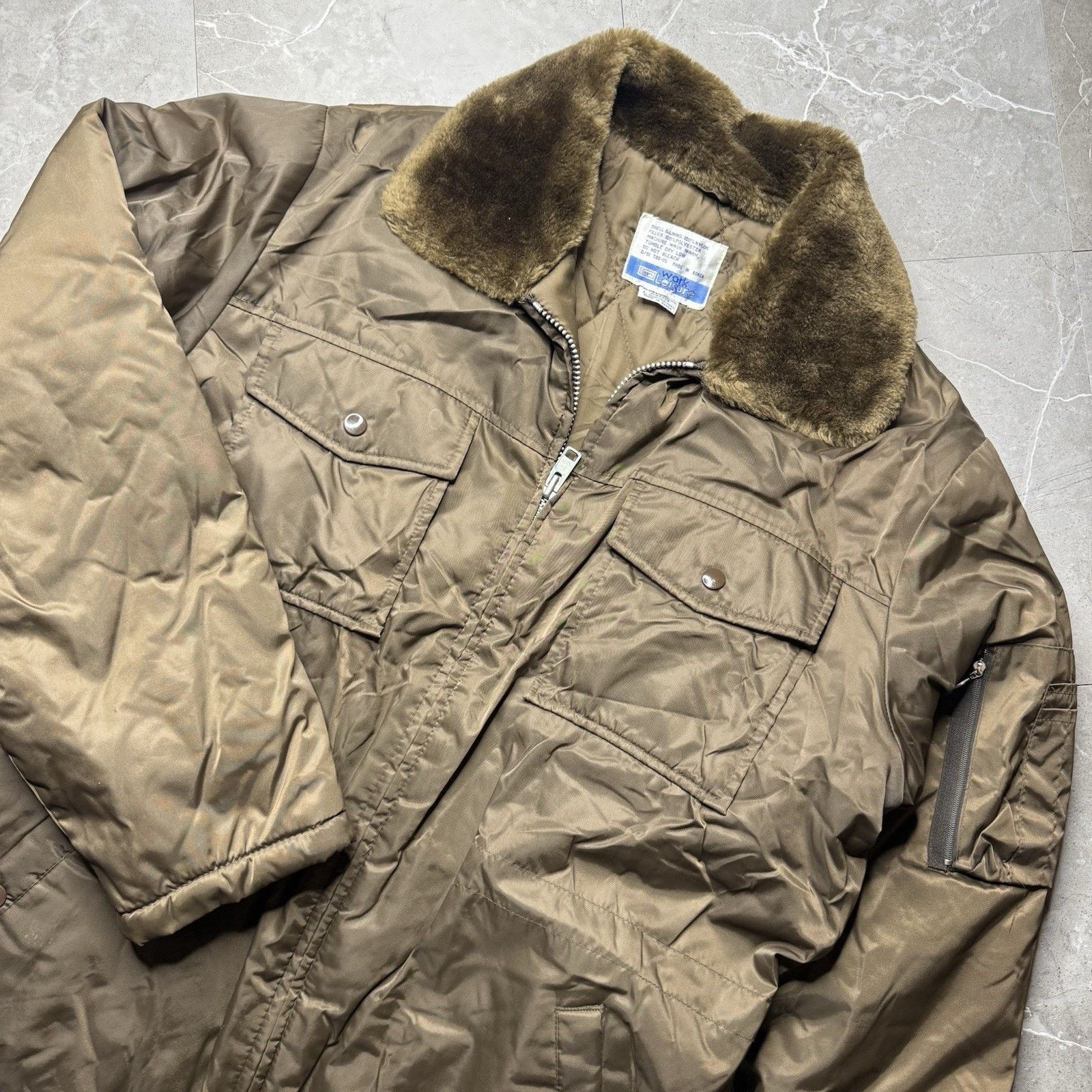 Sears Vtg Sears Work Bomber Flight Jacket Brown Faux Fur Collar Size US L / EU 52-54 / 3 - 1 Thumbnail