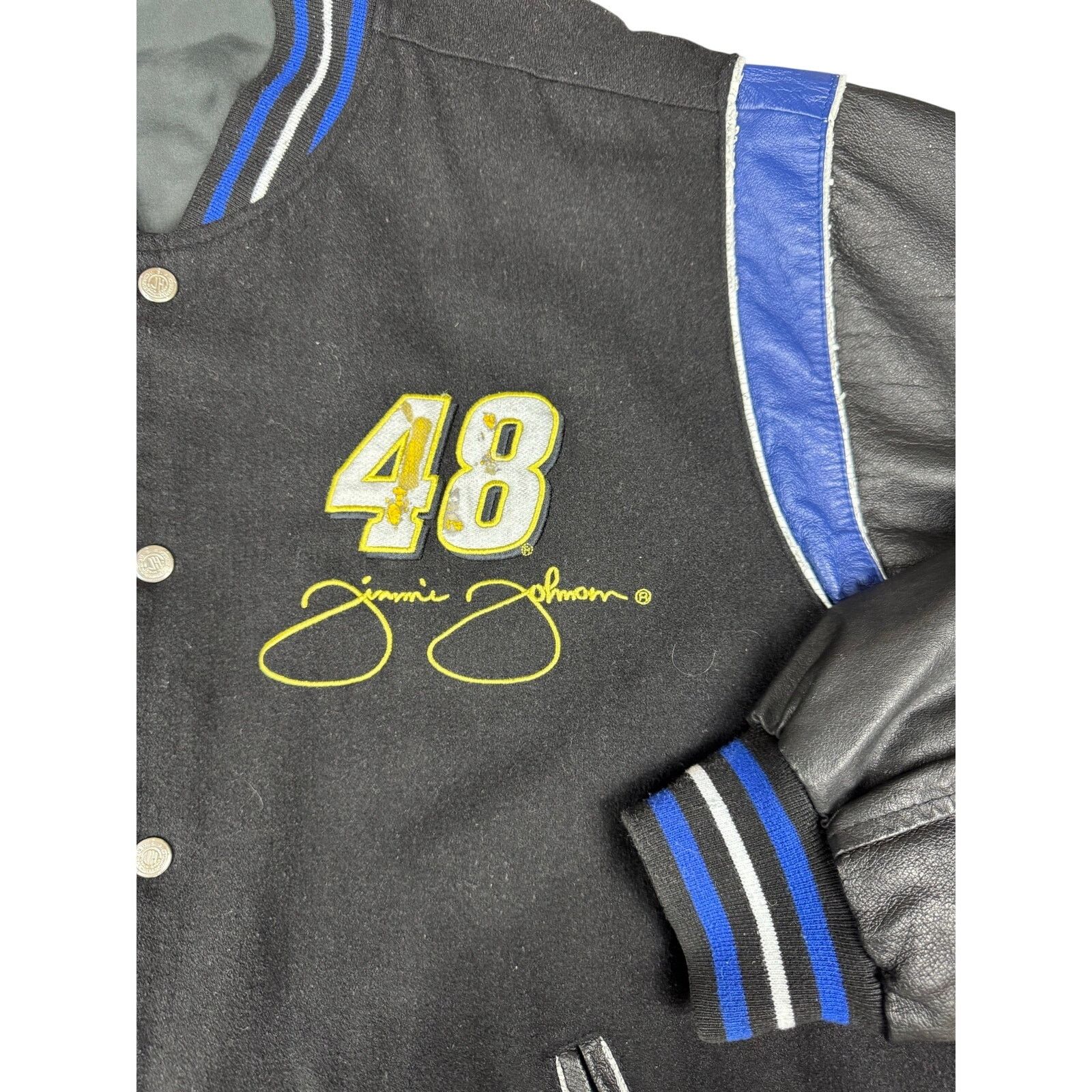 NASCAR Vintage Y2K Jimmie Johnson NASCAR Lowe's Varsity Jacket Size US XL / EU 56 / 4 - 5 Thumbnail