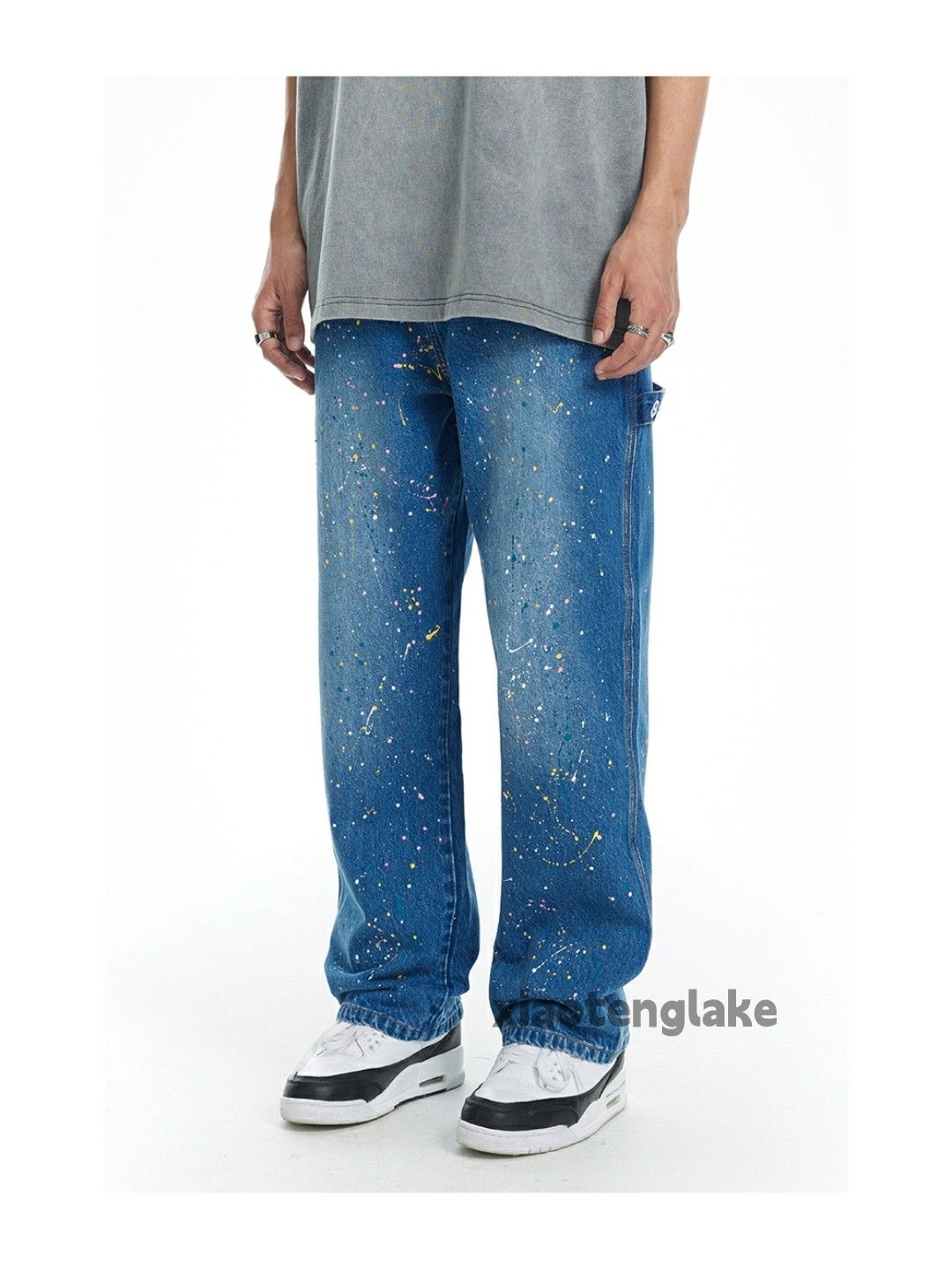 Jean × Vintage washed faded loose baggy paint carpenter cargo pants Size US 34 / EU 50 - 4 Thumbnail