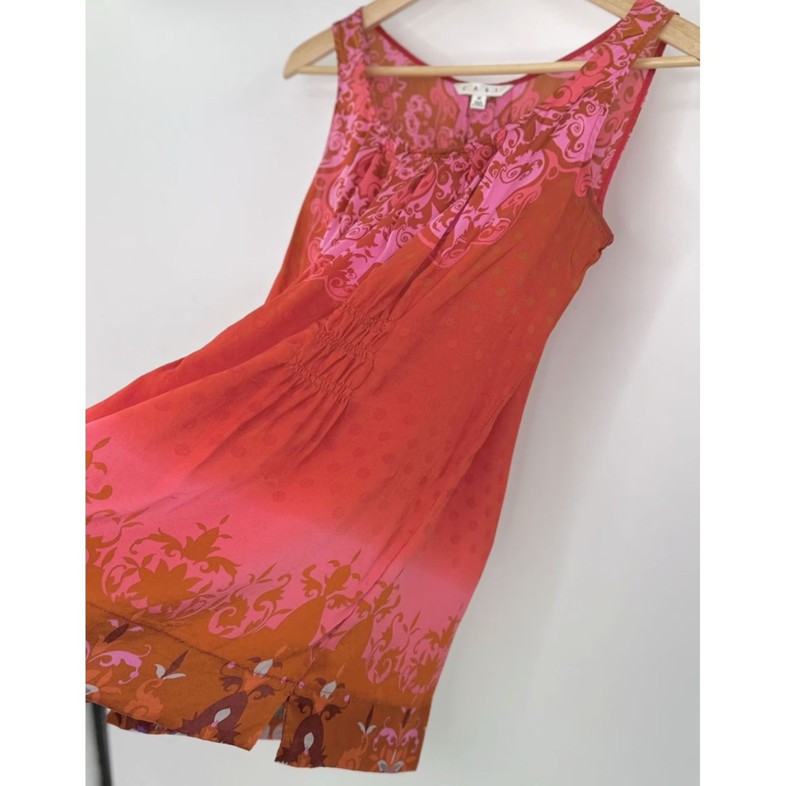 Vintage CAbi Top Womens M Red True Love Tank Sleeveless Floral Silk Pleated Preppy Size M / US 6-8 / IT 42-44 - 7 Thumbnail