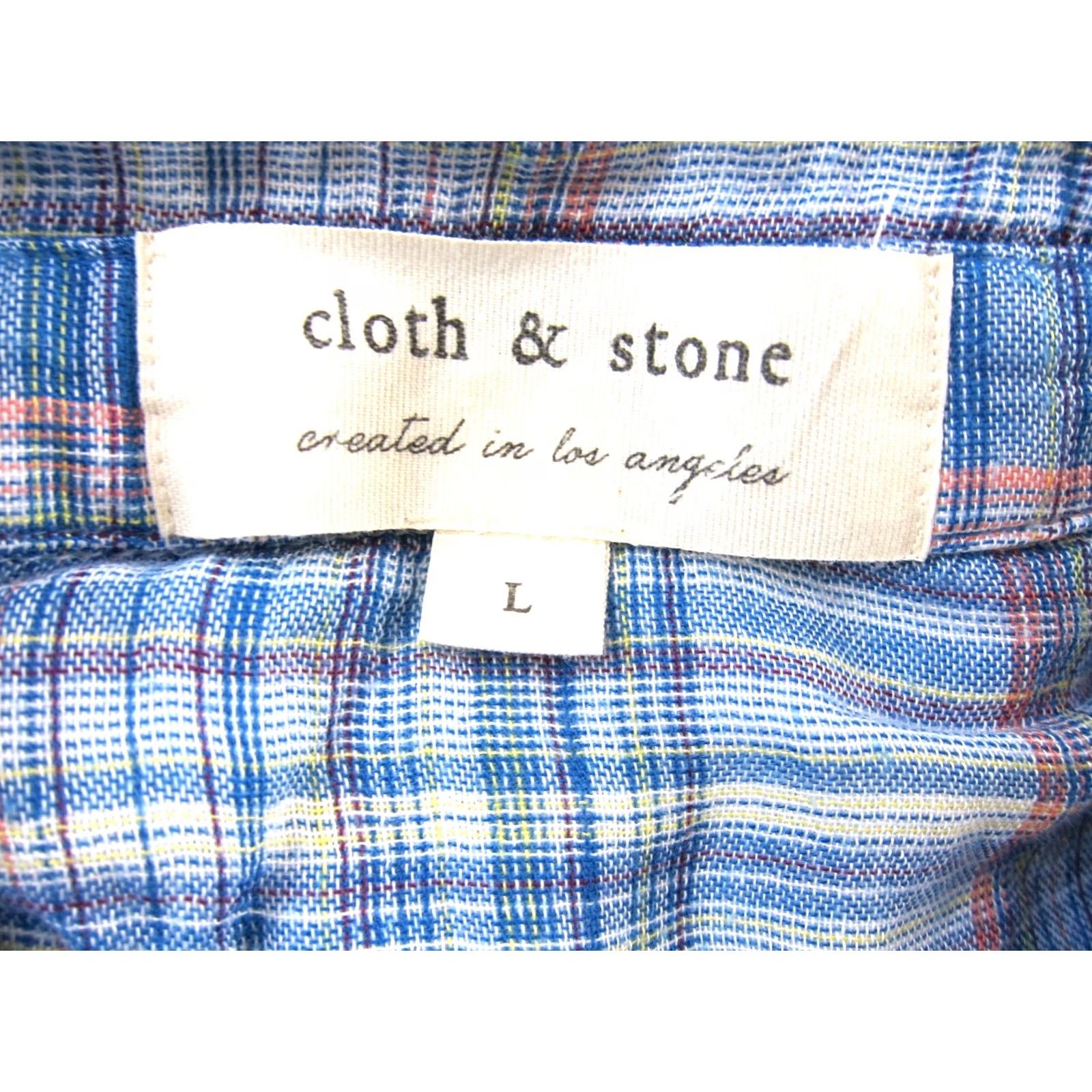 CLOT Cloth & Stone Blue Plaid Rayon Short Sleeve Collared Blouse Large Size L / US 10 / IT 46 - 3 Thumbnail