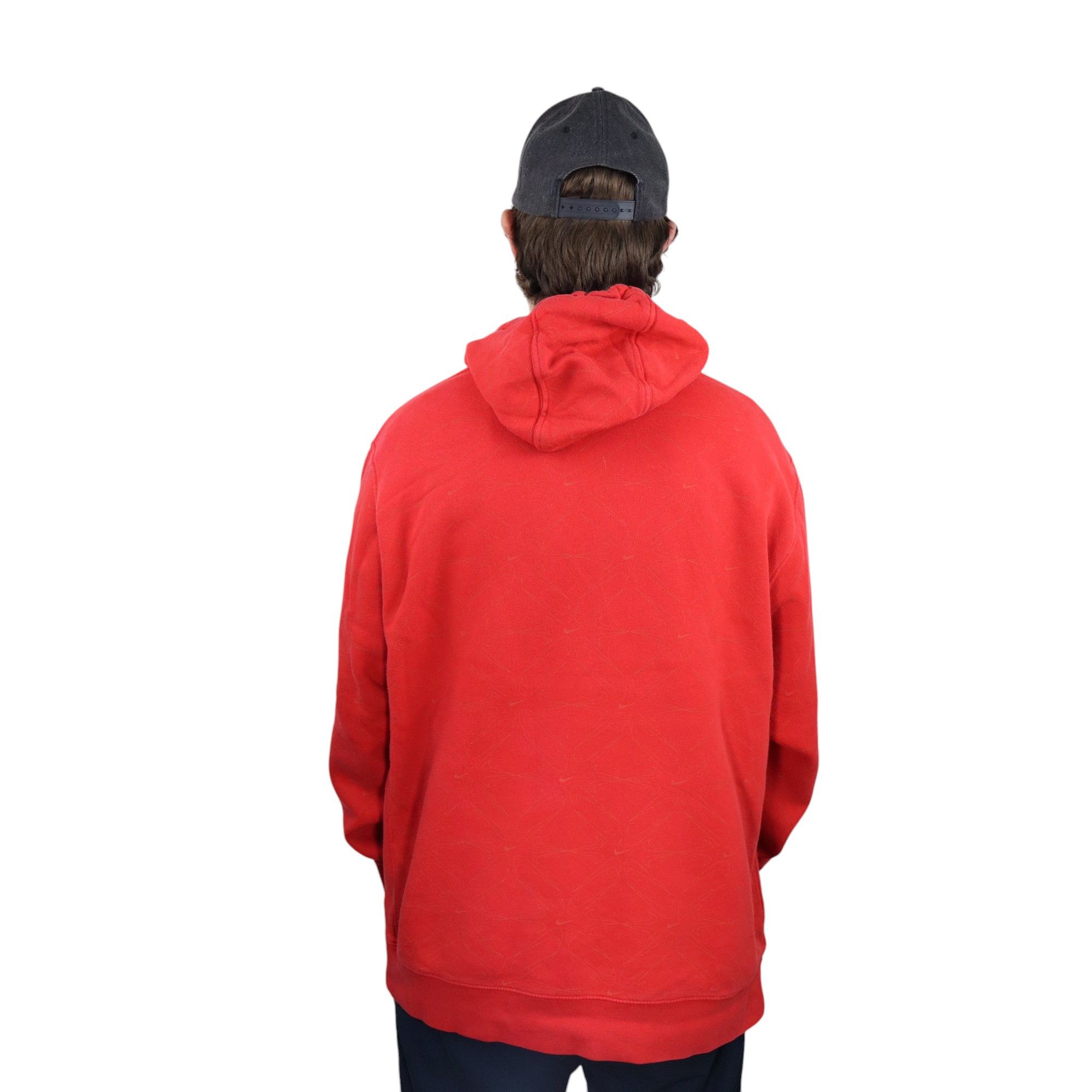 Nike × Travis Scott Vintage 90s Style Nike Hoodie Center Swoosh Red Sweatshirt Size US XXL / EU 58 / 5 - 3 Thumbnail