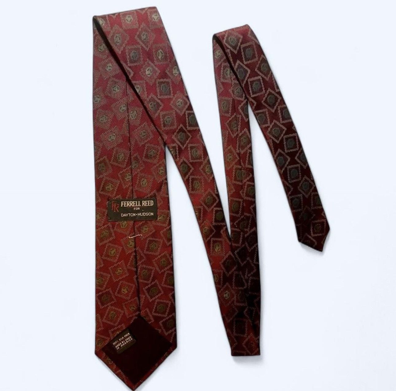 Other Vintage FR Ferrell Reed 100% Silk Tie Wine red 4" x 57" Size ONE SIZE - 3 Thumbnail