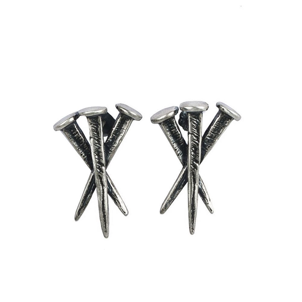 Jewelry Nail Vintage Earrings One Pairs Chrome Jewelry Size ONE SIZE - 5 Thumbnail