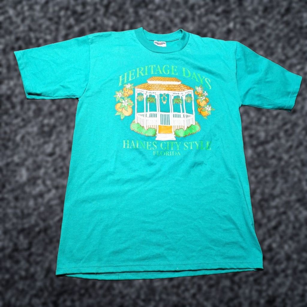 Jerzees VINTAGE JERZEES Blue M Heritage Days Citrus Gazebo T-Shirt 80s Mens Regular Fit Size US M / EU 48-50 / 2 - 1 Thumbnail