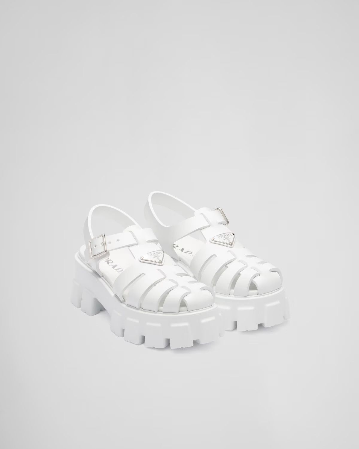 Prada o1tko11025 Soft Cage Blanco Sandals in White Size US 7 / EU 40 - 1 Thumbnail