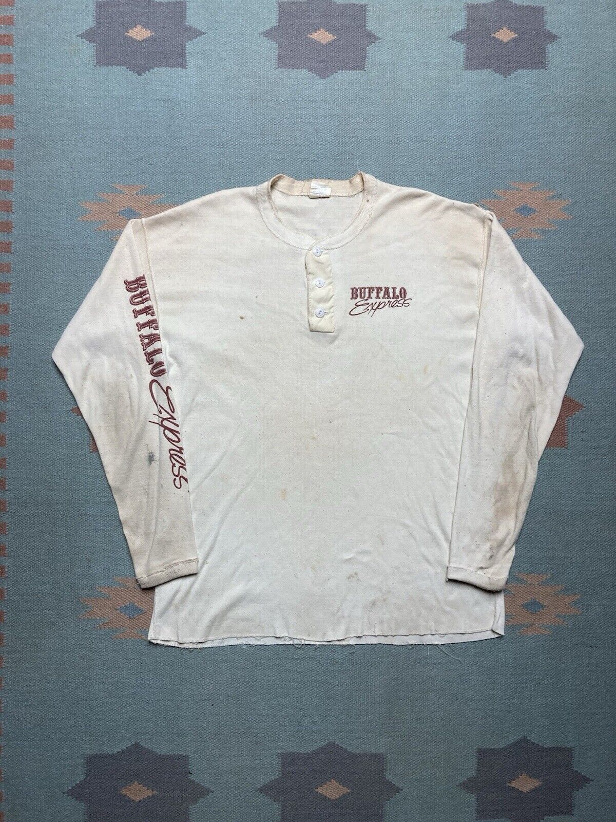 Vintage VTG 70s henley t shirt buffalo express distressed grunge XL Size US XL / EU 56 / 4 - 6 Thumbnail