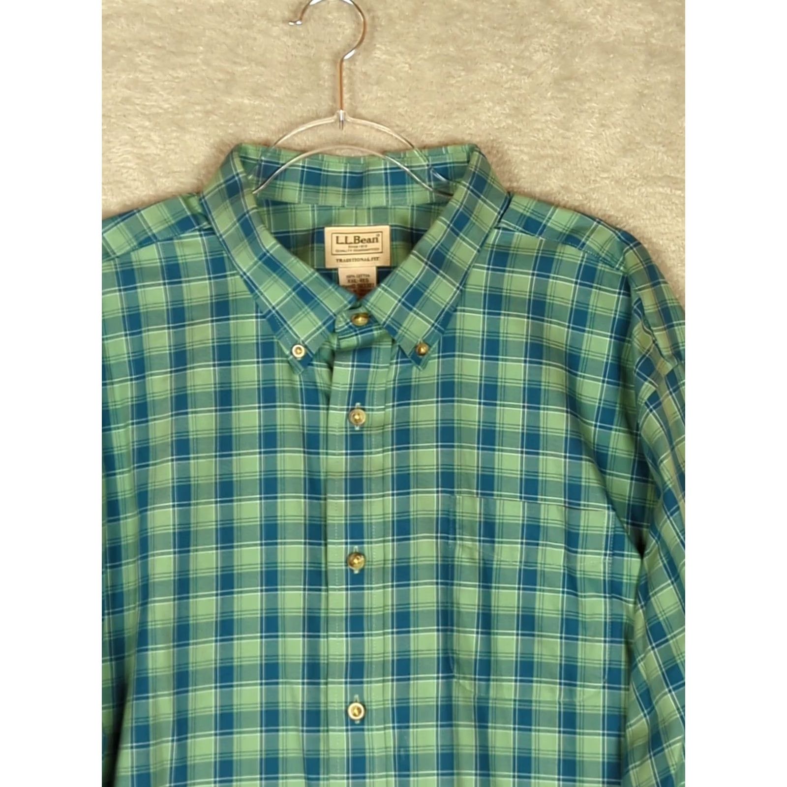 Vintage L.L. Bean Traditional Fit Shirt XXL Green Plaid Long Sleeve Button-Up Mens Big & Tall Size US XXL / EU 58 / 5 - 3 Thumbnail