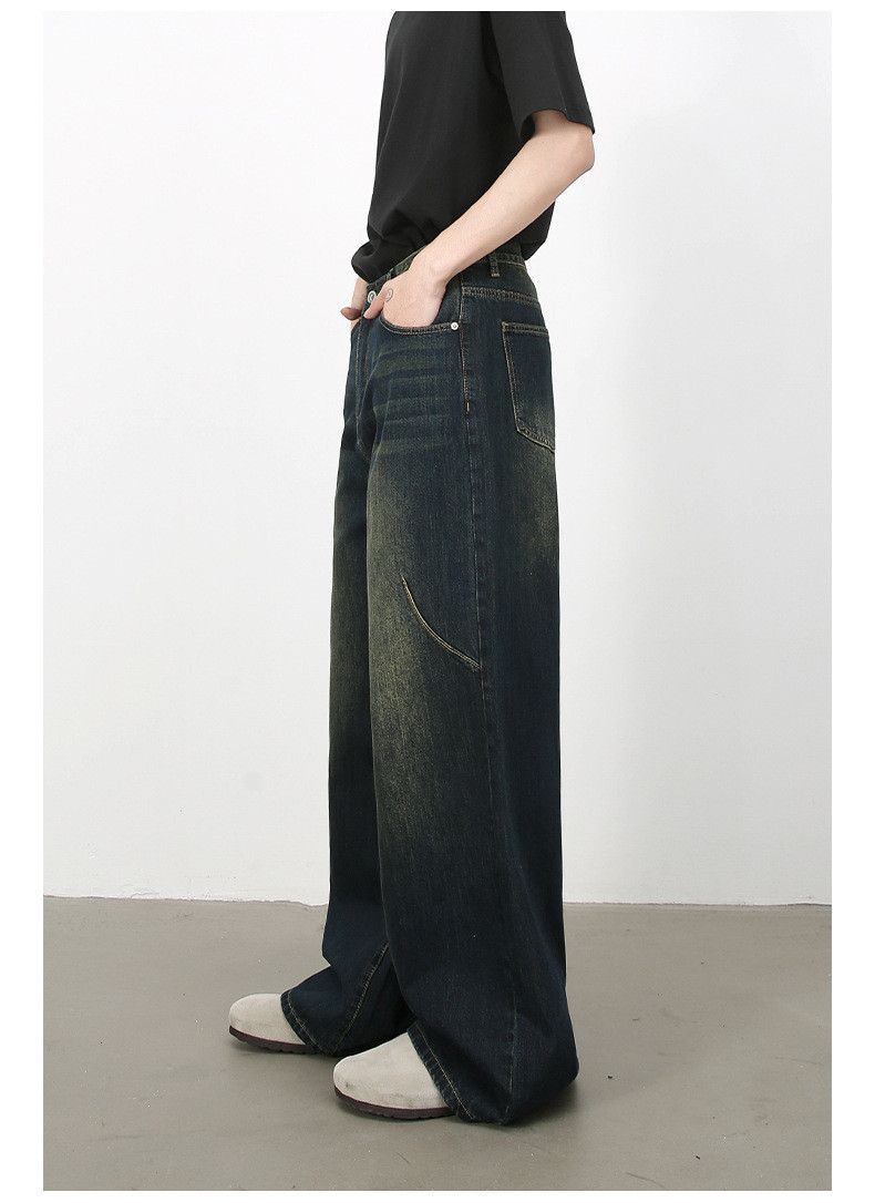 Japanese Brand × Jean Washed retro high street men's loose straight jeans Size US 34 / EU 50 - 5 Thumbnail