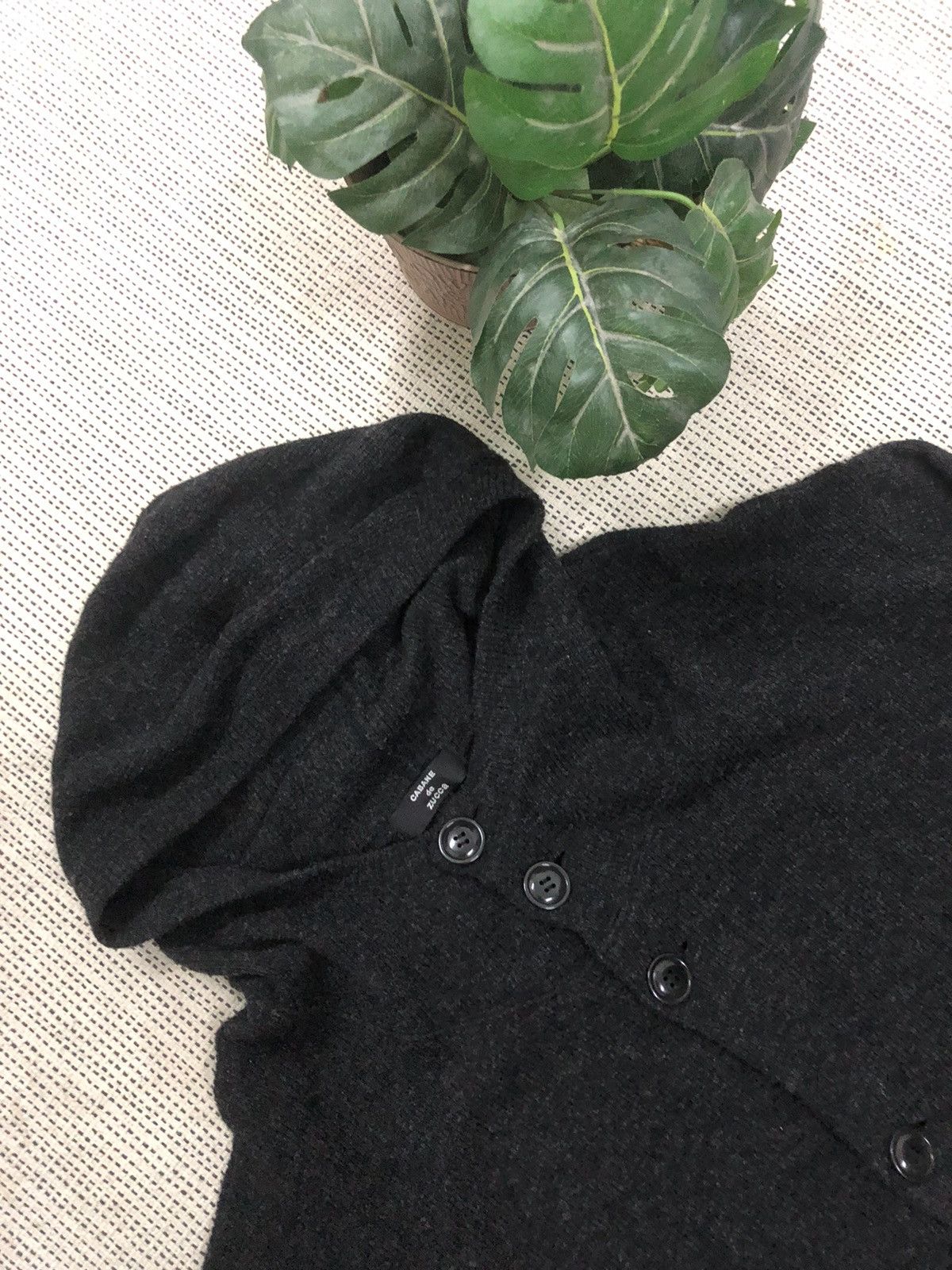 CABANE de ZUCCa × Issey Miyake × Japanese Brand CABANE DE ZUCCA BLACK KNIT SWEATER HOODED Size US M / EU 48-50 / 2 - 2 Thumbnail