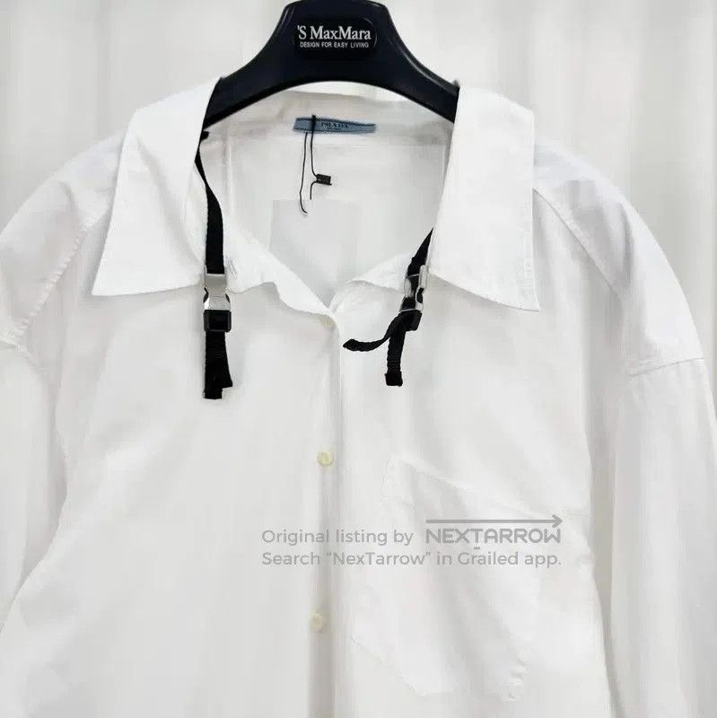 Prada Prada Spring Autumn White Cotton Logo Shirt. Size M / US 6-8 / IT 42-44 - 3 Thumbnail