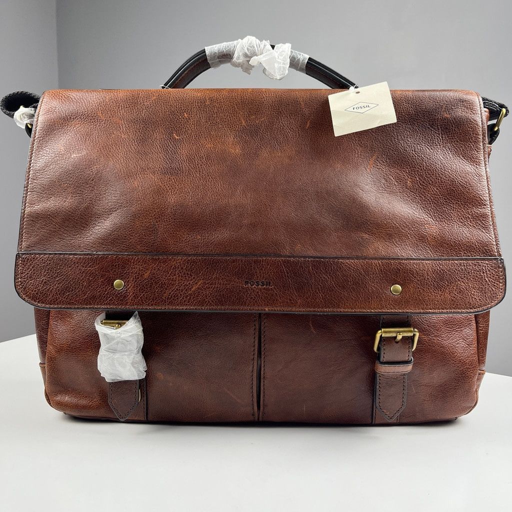 Fossil Men Bag Miles Messenger Distress Leather Brown
